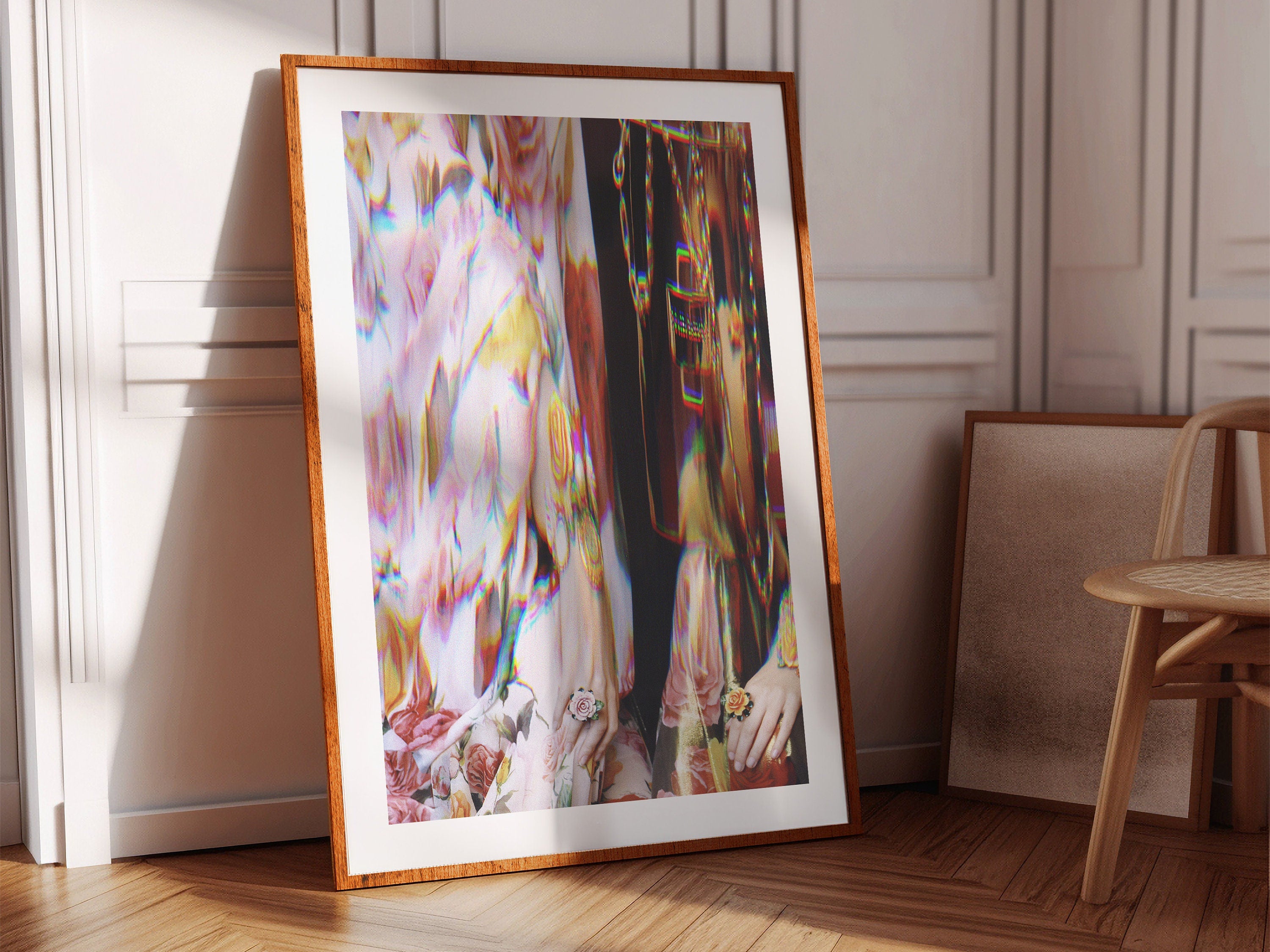 Trippy Floral Altered Fashion Photo | Psychedelic Maximalist Aesthetic Wall Decor for Home, Office, Apartment | Untitled (215) Giclée Print