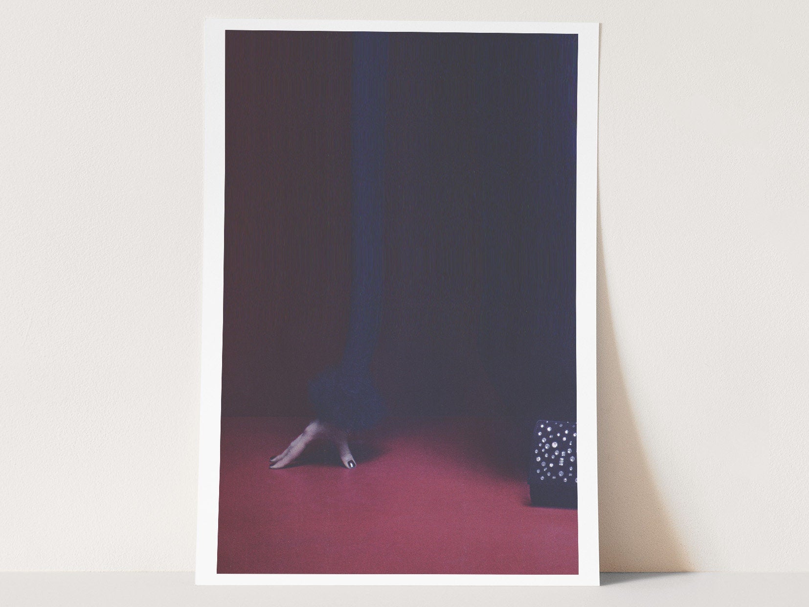 Glitch Altered Fashion Photo Art Print - Dark Minimal Maroon Wall Decor for Home, Office, Living Room, Bedroom| Untitled (216) Giclée Print