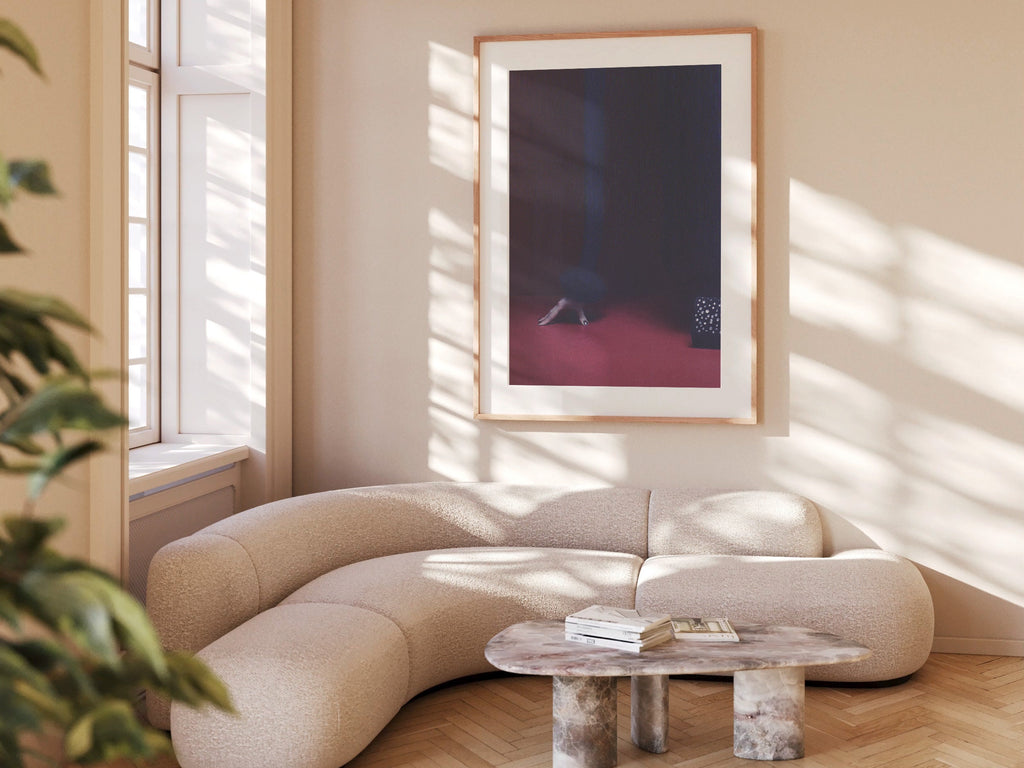 Glitch Altered Fashion Photo Art Print - Dark Minimal Maroon Wall Decor for Home, Office, Living Room, Bedroom| Untitled (216) Giclée Print