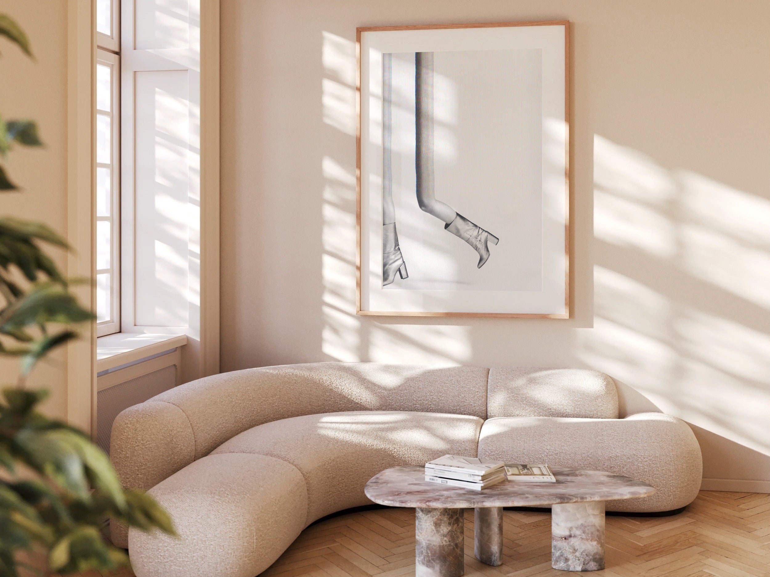 Metallic Boots Glitch Black and White Fashion Photo - Playful Minimalist Wall Decor for Home, Office, Bathroom | Untitled (217) Giclée Print