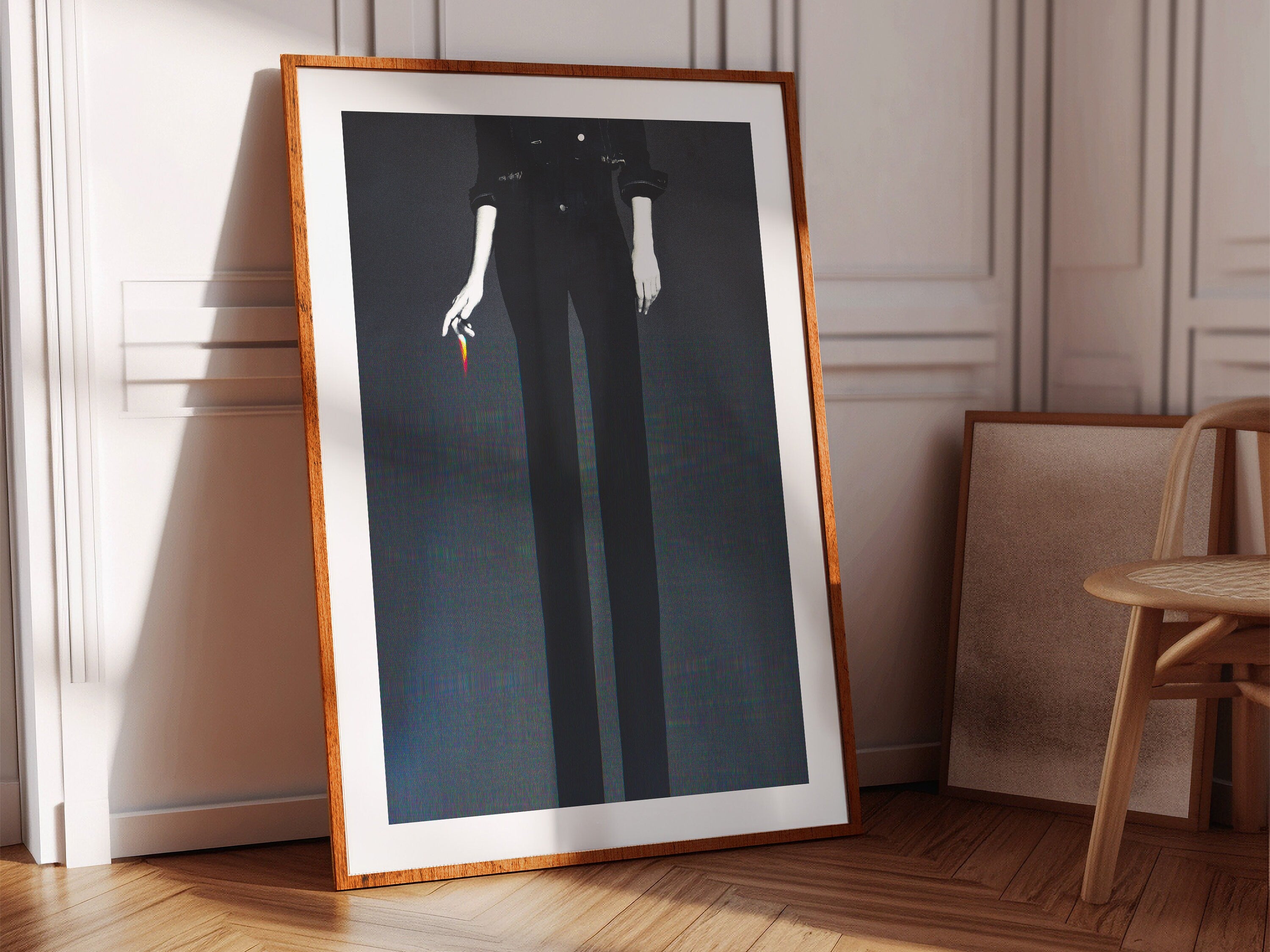 Altered Black And White Portrait Photo Wall Art - Eclectic, Moody, Minimal Aesthetic Decor For Home, Office | Untitled (220) Giclée Print