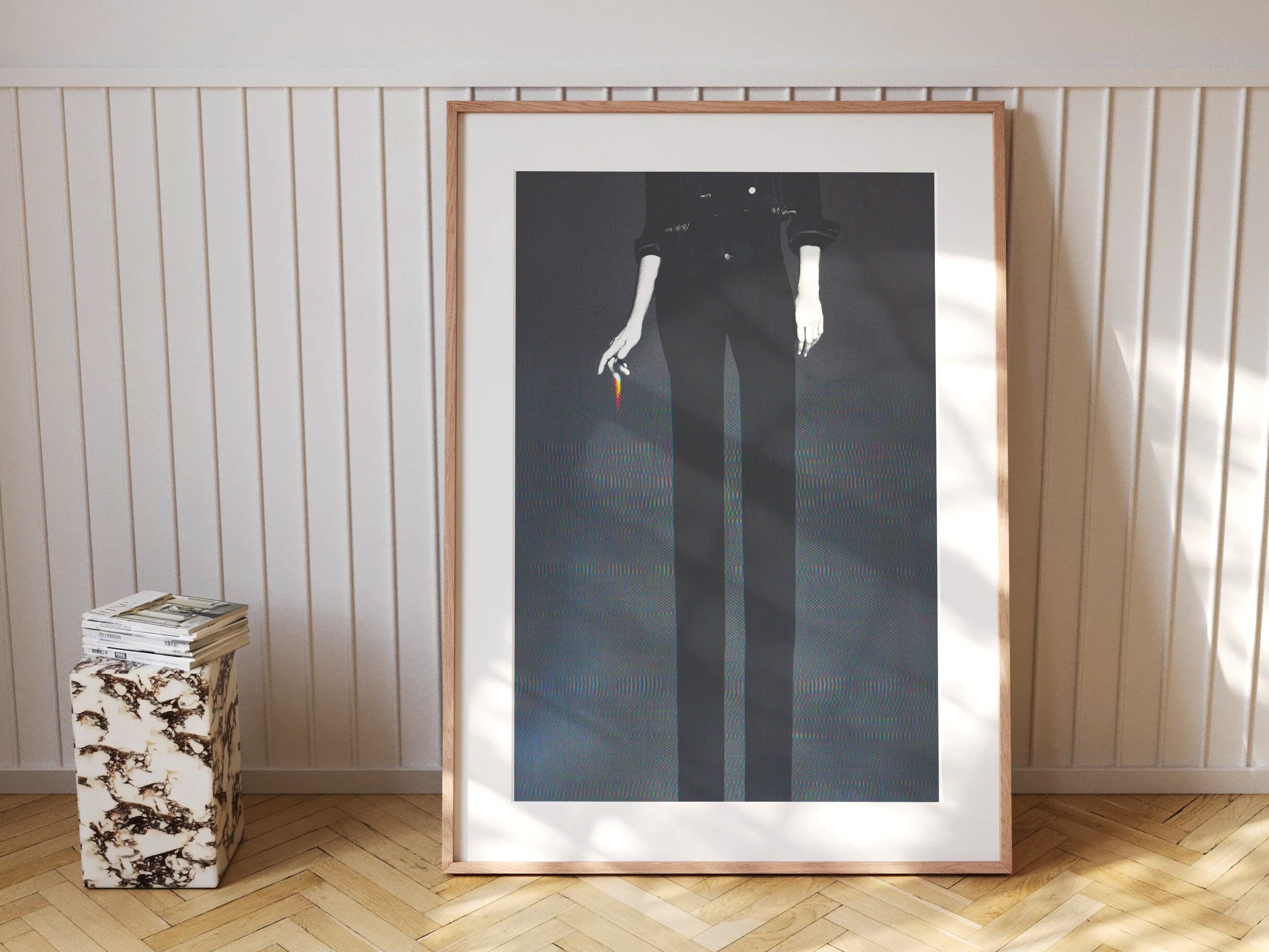 Altered Black And White Portrait Photo Wall Art - Eclectic, Moody, Minimal Aesthetic Decor For Home, Office | Untitled (220) Giclée Print