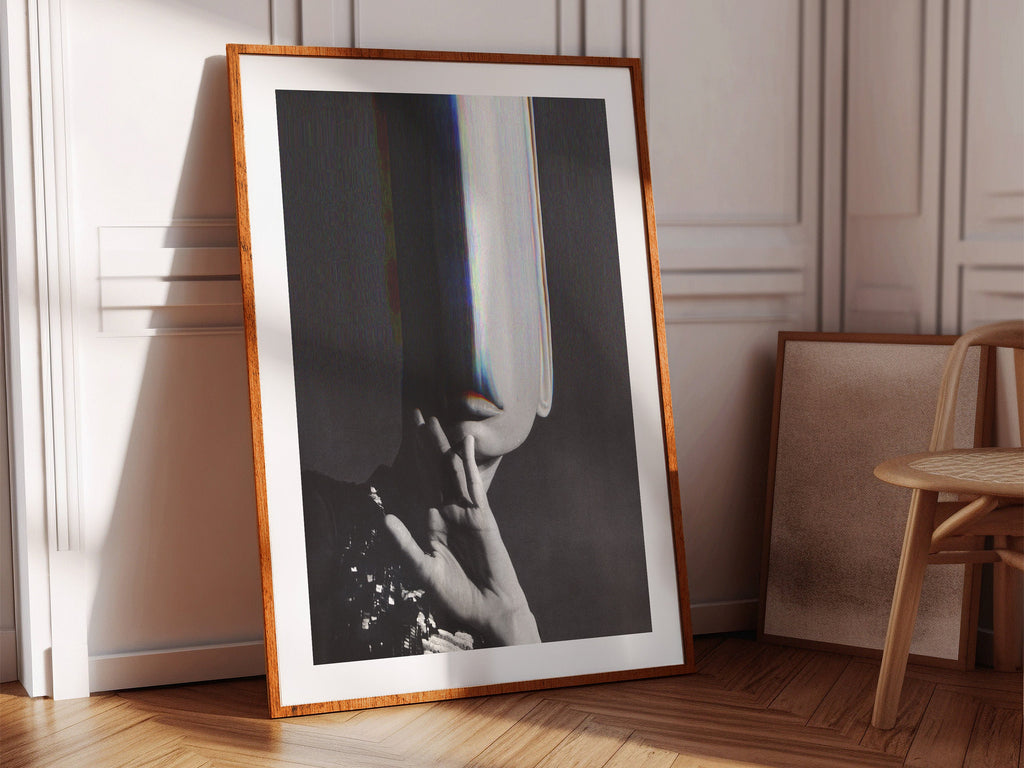 Dark Moody Black and White Altered Photo Artwork - Funky Feminine Postmodern Wall Decor for Home, Office | Untitled (222) Giclée Print