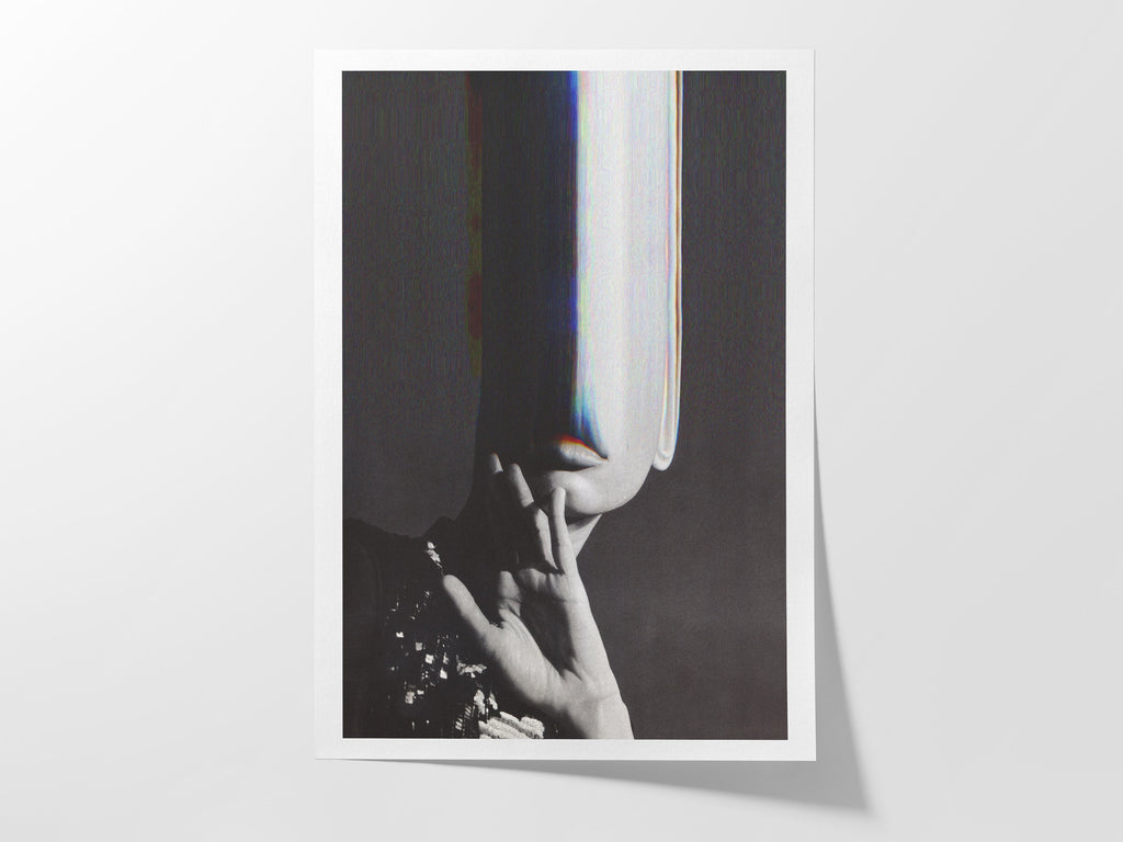 Dark Moody Black and White Altered Photo Artwork - Funky Feminine Postmodern Wall Decor for Home, Office | Untitled (222) Giclée Print