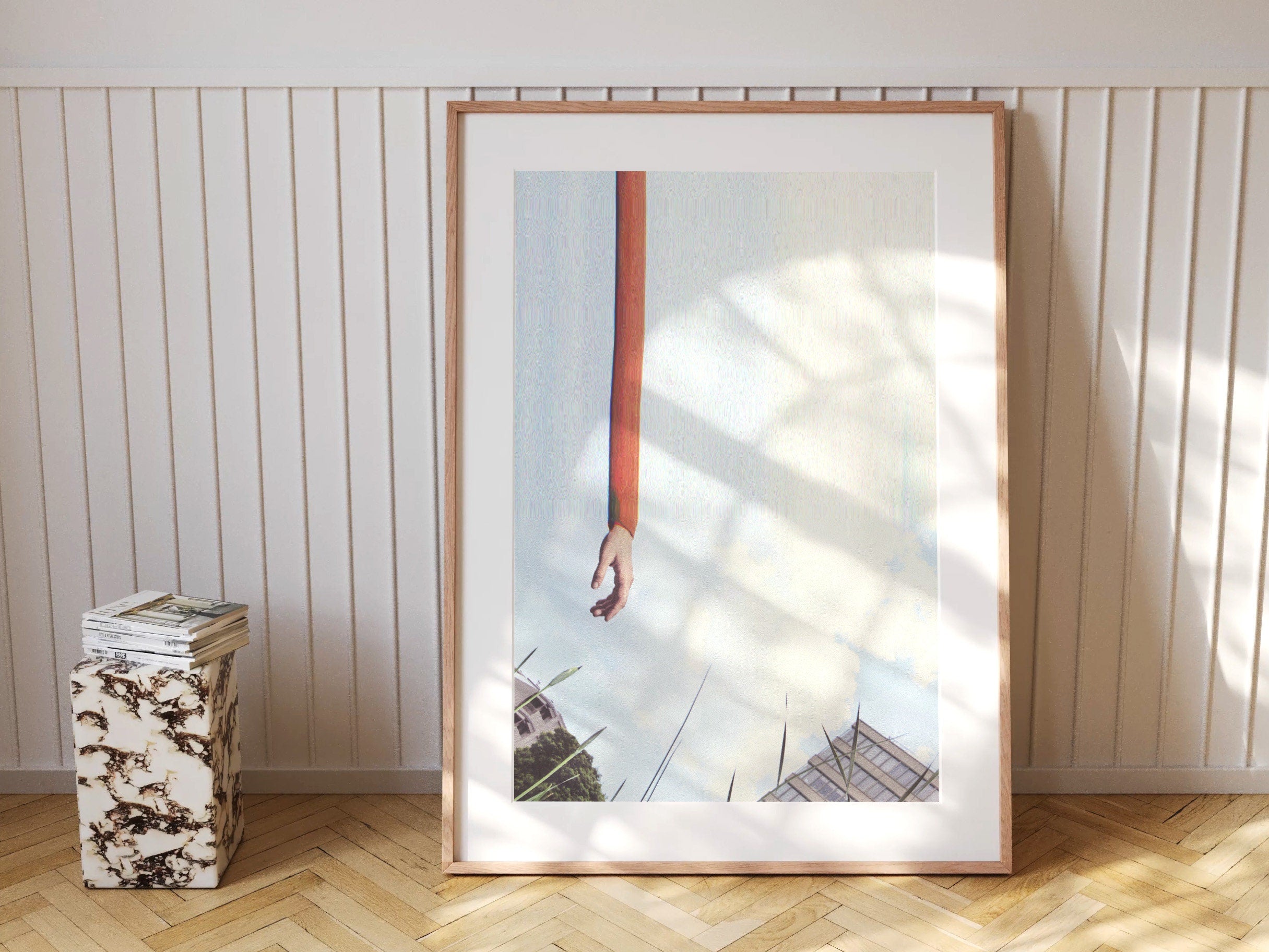 Surreal Altered Photo Artwork, Hand Reaching Blue Sky - Eclectic Wall Decor For Home, Office, Living Room | Untitled (225) Giclée Print