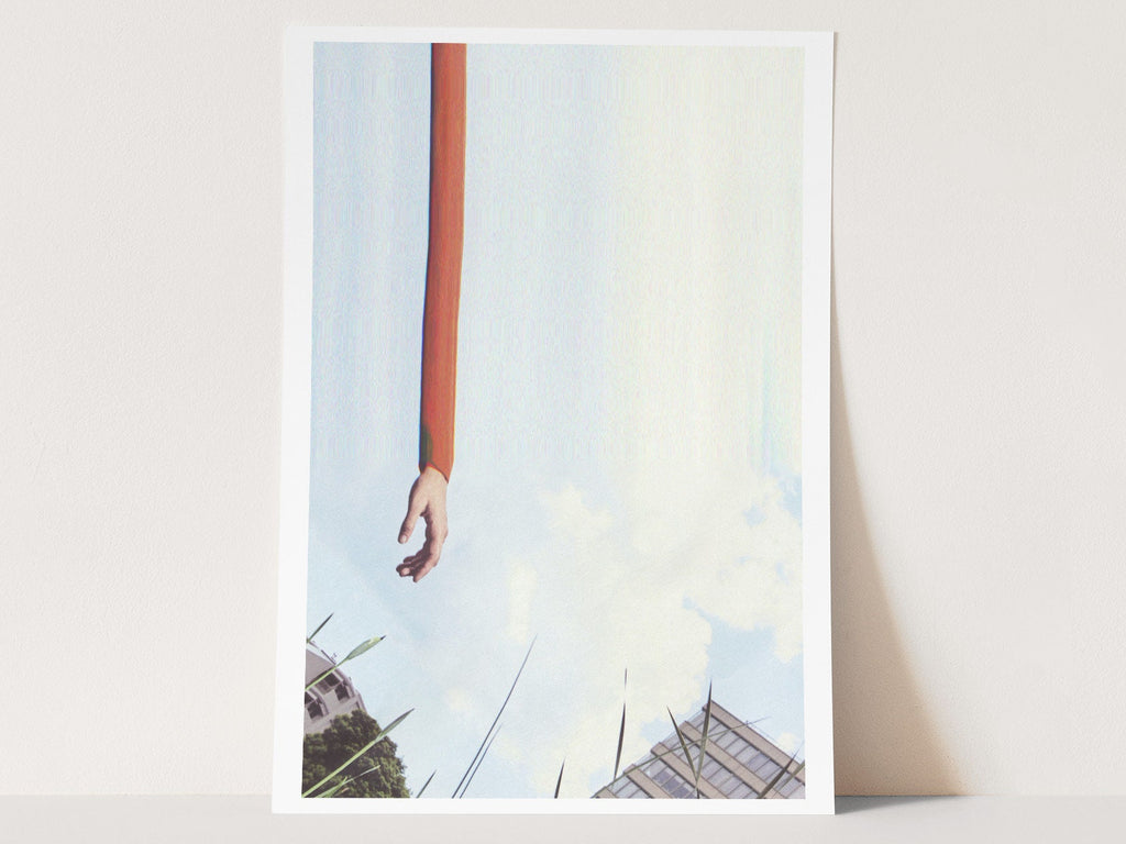 Surreal Altered Photo Artwork, Hand Reaching Blue Sky - Eclectic Wall Decor For Home, Office, Living Room | Untitled (225) Giclée Print