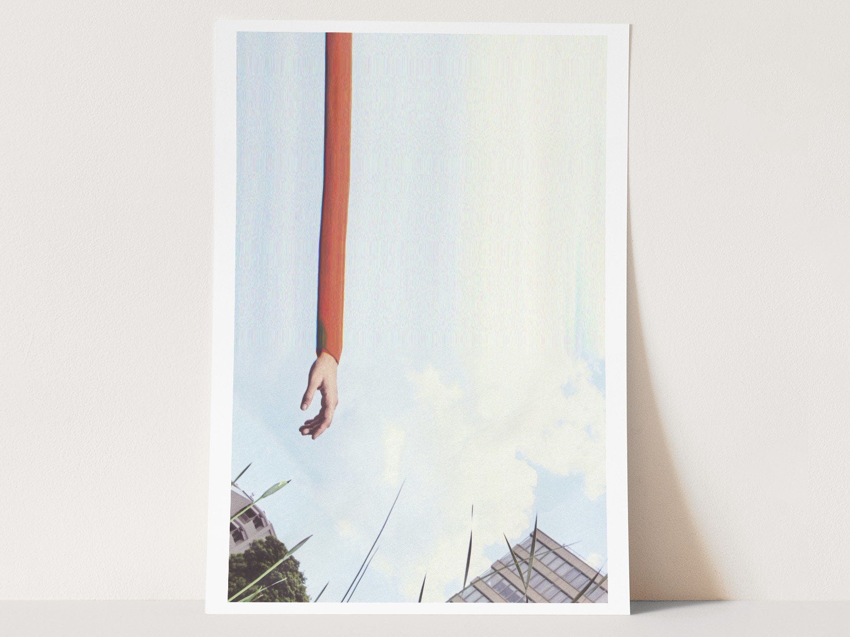 Surreal Altered Photo Artwork, Hand Reaching Blue Sky - Eclectic Wall Decor For Home, Office, Living Room | Untitled (225) Giclée Print