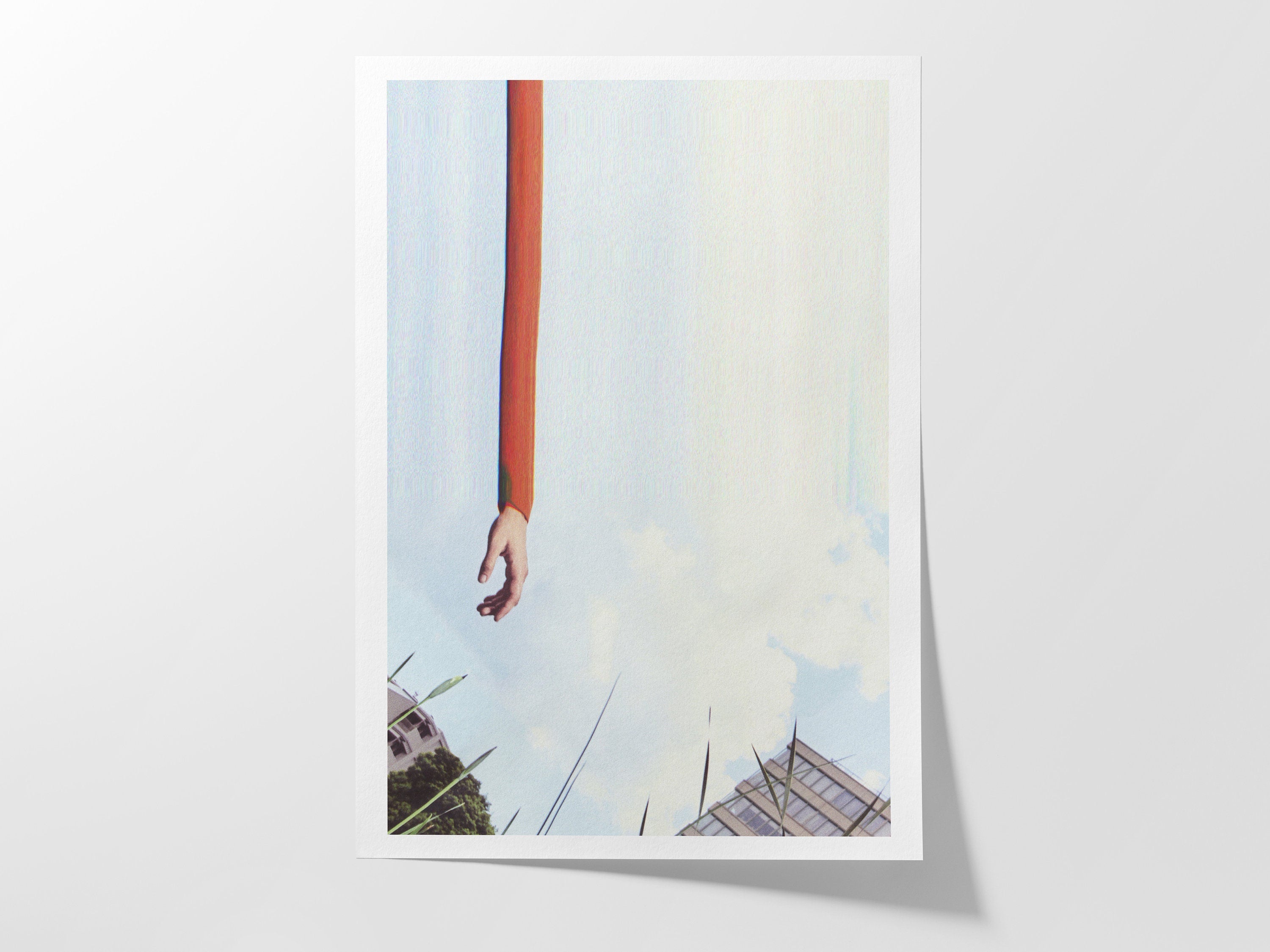 Surreal Altered Photo Artwork, Hand Reaching Blue Sky - Eclectic Wall Decor For Home, Office, Living Room | Untitled (225) Giclée Print