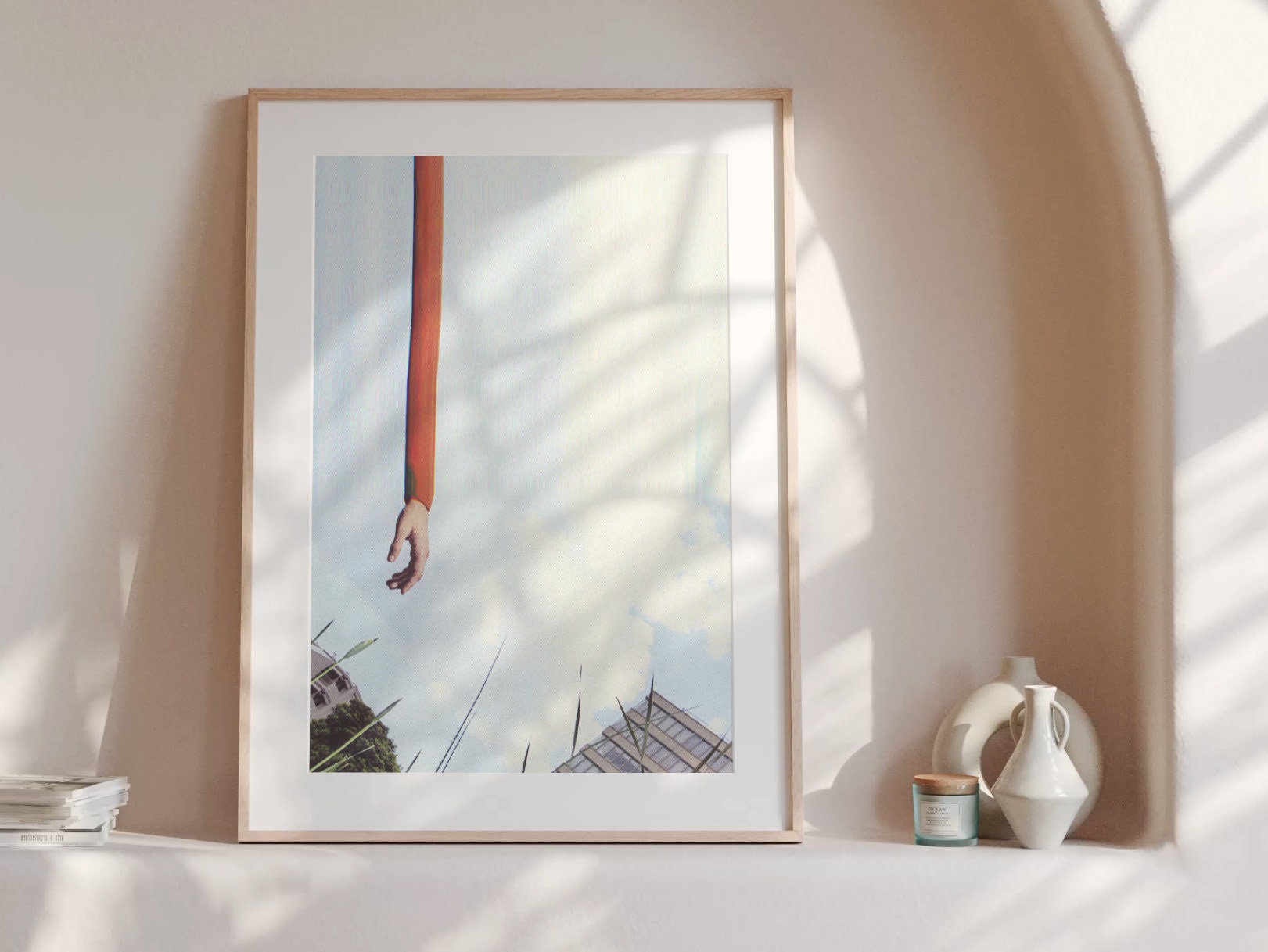 Surreal Altered Photo Artwork, Hand Reaching Blue Sky - Eclectic Wall Decor For Home, Office, Living Room | Untitled (225) Giclée Print