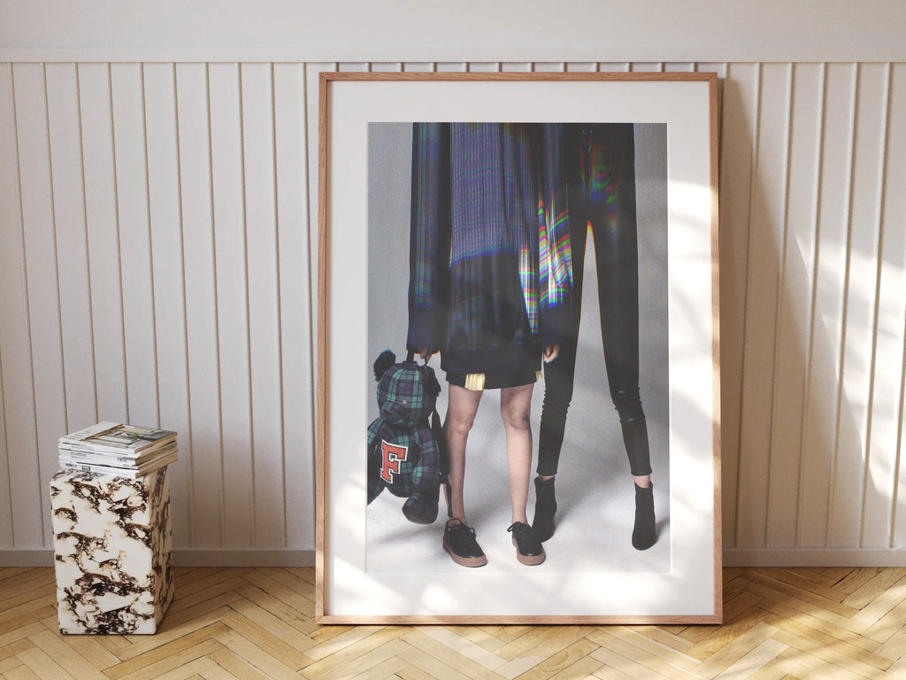 Altered Couples Portrait Fashion Photo – Tartan Plaid Teddy Bear, Eclectic Postmodern Home, Office Wall Decor | Untitled (226) Giclée Print