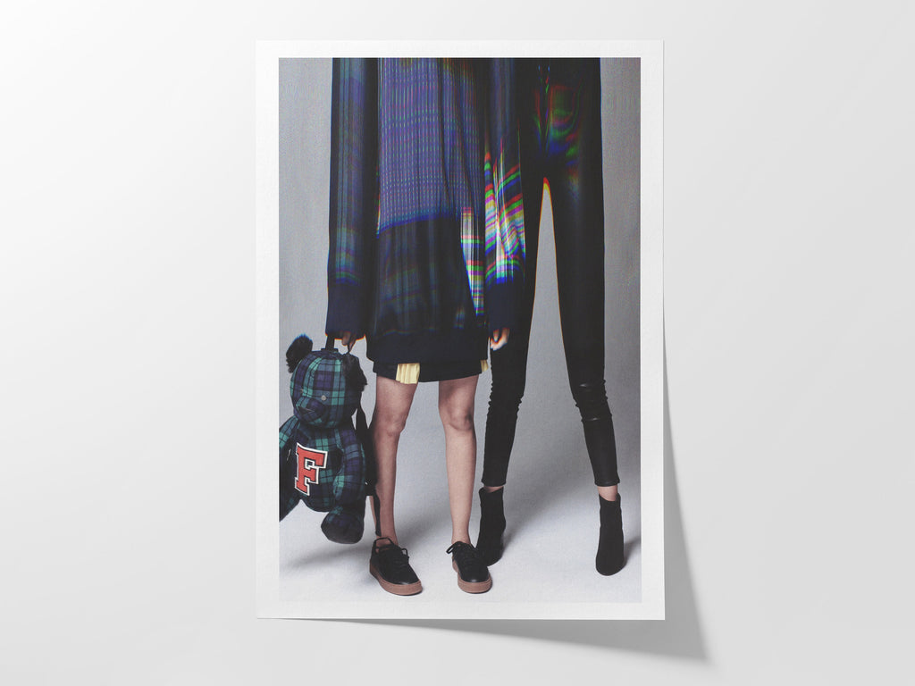 Altered Couples Portrait Fashion Photo – Tartan Plaid Teddy Bear, Eclectic Postmodern Home, Office Wall Decor | Untitled (226) Giclée Print