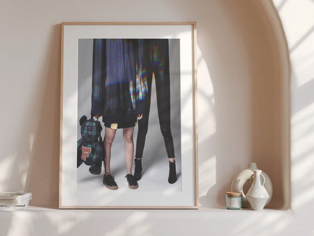 Altered Couples Portrait Fashion Photo – Tartan Plaid Teddy Bear, Eclectic Postmodern Home, Office Wall Decor | Untitled (226) Giclée Print