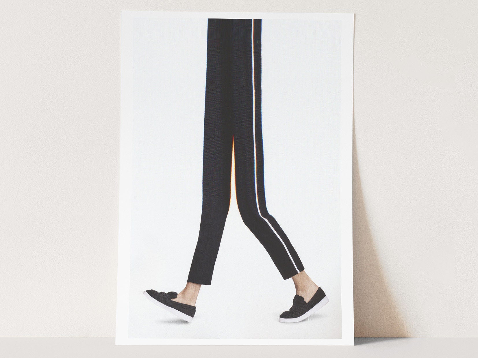 Minimalist Black And White Sneaker Artwork - Vertical Altered Glitch Photo for Home, Office, Bathroom, Bedroom | Untitled (227) Giclée Print