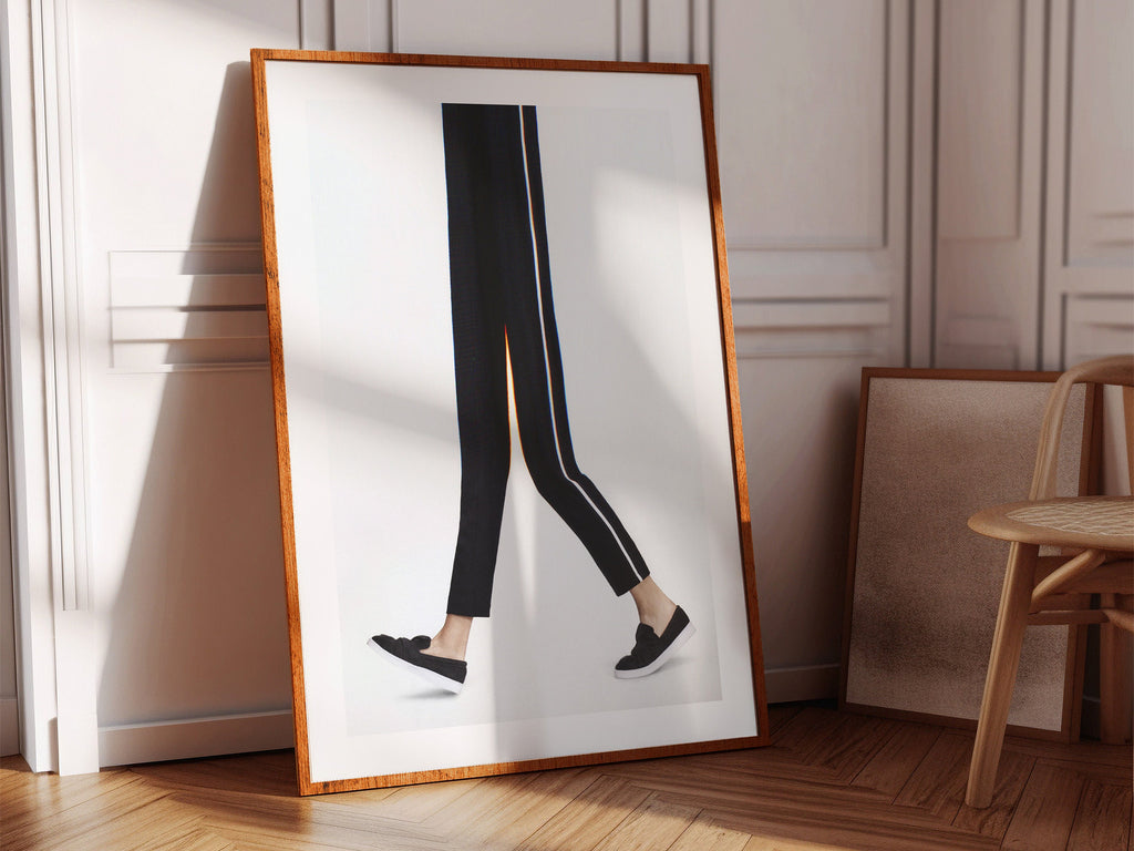 Minimalist Black And White Sneaker Artwork - Vertical Altered Glitch Photo for Home, Office, Bathroom, Bedroom | Untitled (227) Giclée Print