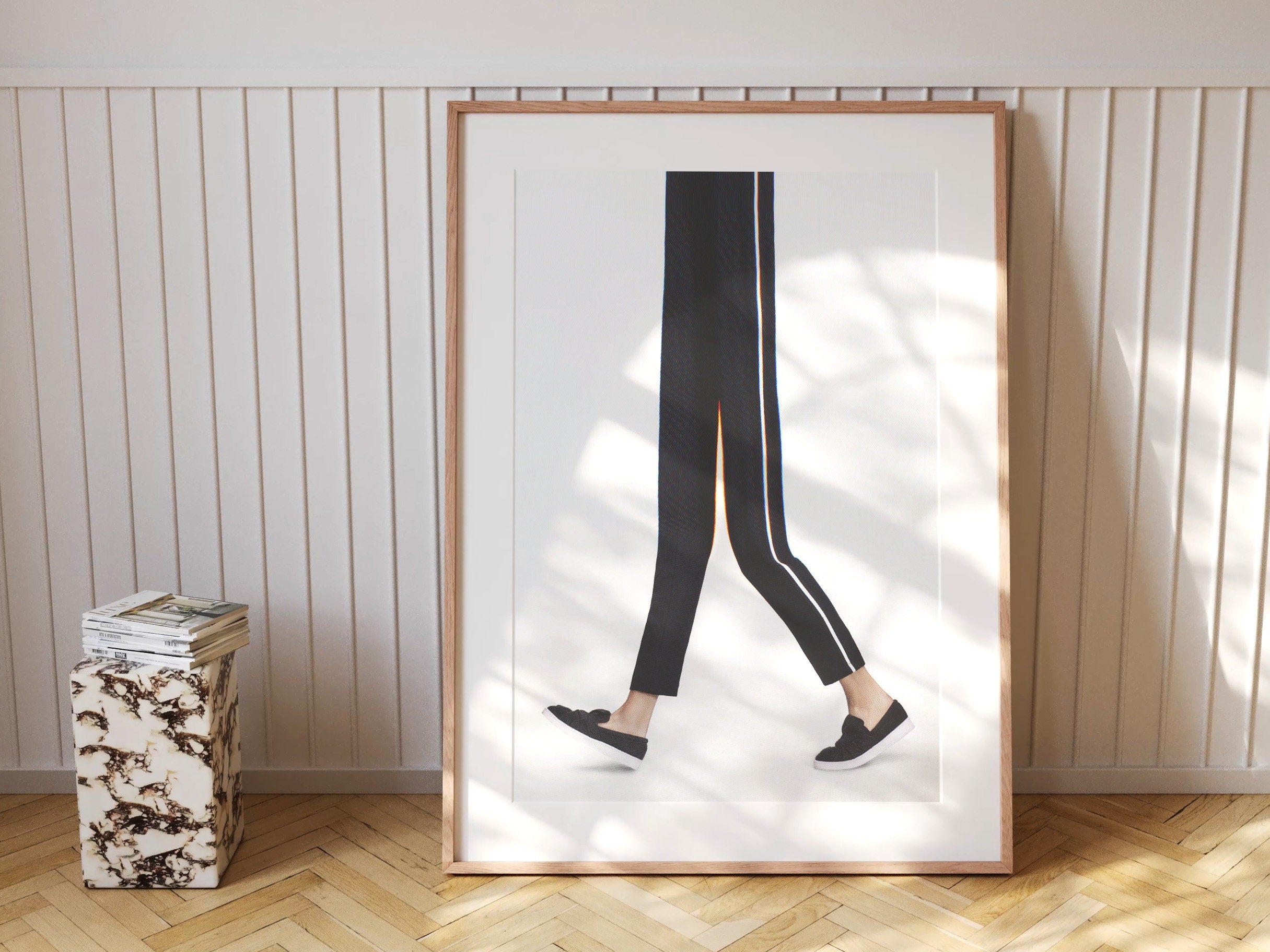 Minimalist Black And White Sneaker Artwork - Vertical Altered Glitch Photo for Home, Office, Bathroom, Bedroom | Untitled (227) Giclée Print