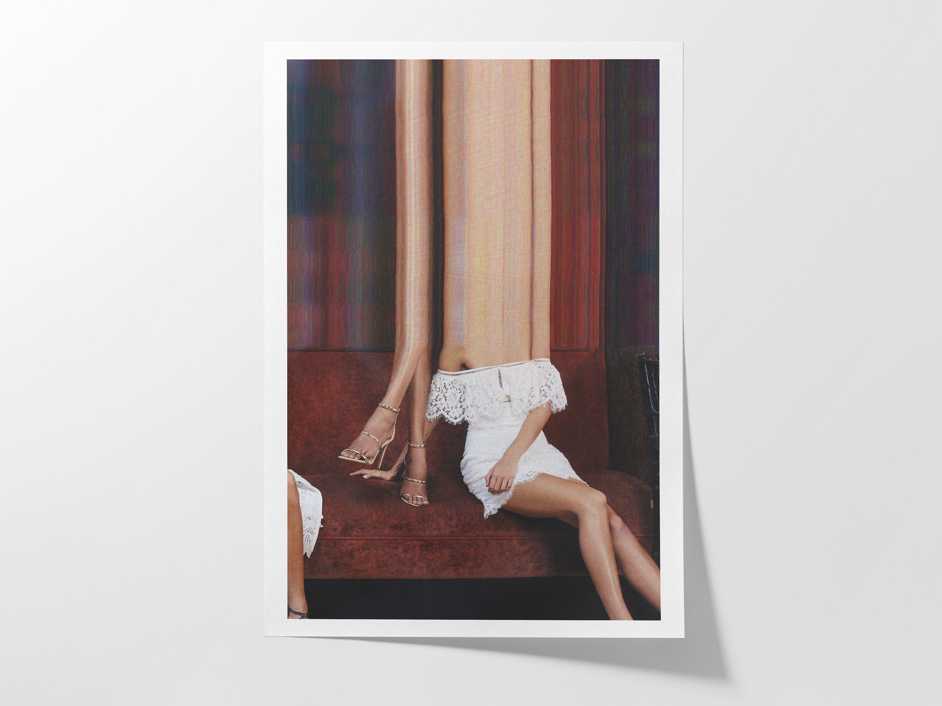 Women Lounging Heels On Sofa Altered Photo Artwork - Surreal Feminist Wall Decor for Home, Office, Living Room | Untitled (228) Giclée Print