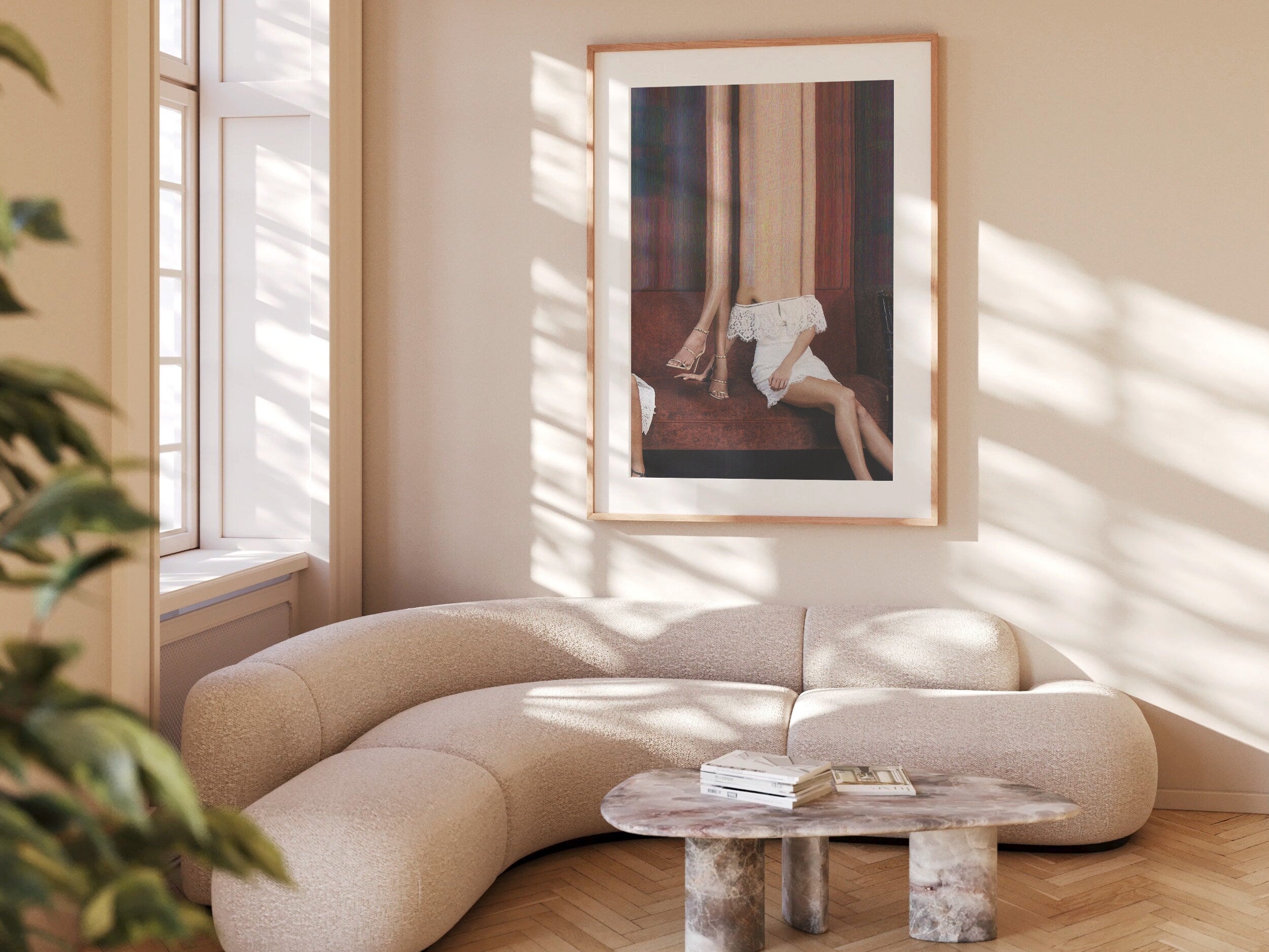 Women Lounging Heels On Sofa Altered Photo Artwork - Surreal Feminist Wall Decor for Home, Office, Living Room | Untitled (228) Giclée Print