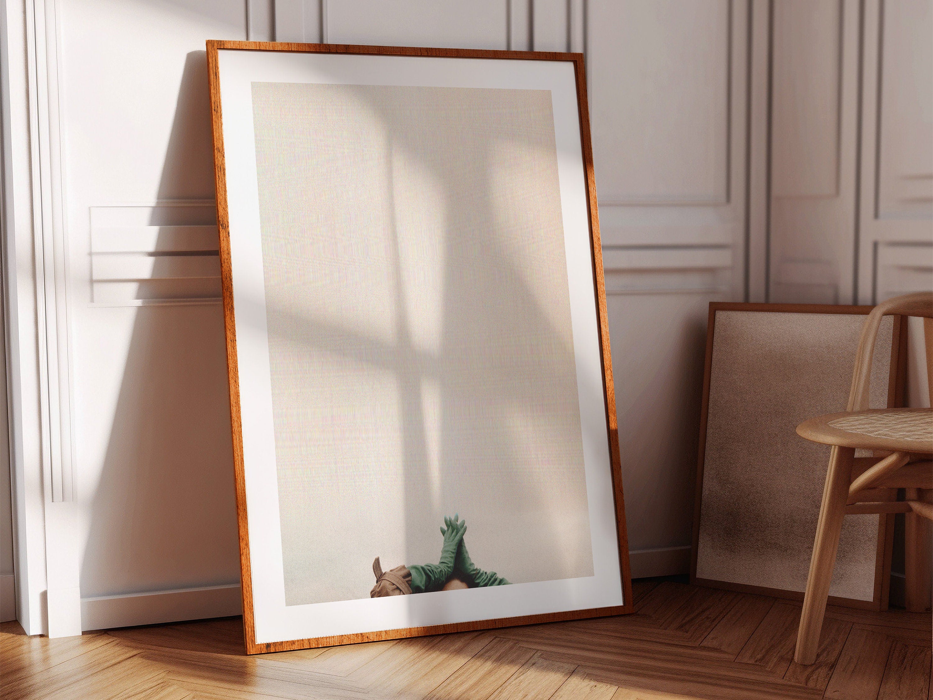 Beige Woman Praying Altered Fashion Photo - Eclectic, Minimal Aesthetic Wall Decor for Home, Office | Untitled (234) Giclée Print