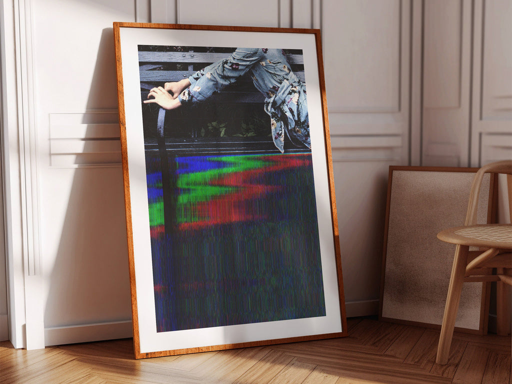 Woman On Park Bench Altered Fashion Photo - Black Grey Eclectic Artwork for Home, Office, Bedroom, Bookshelf | Untitled (235) Giclée Print