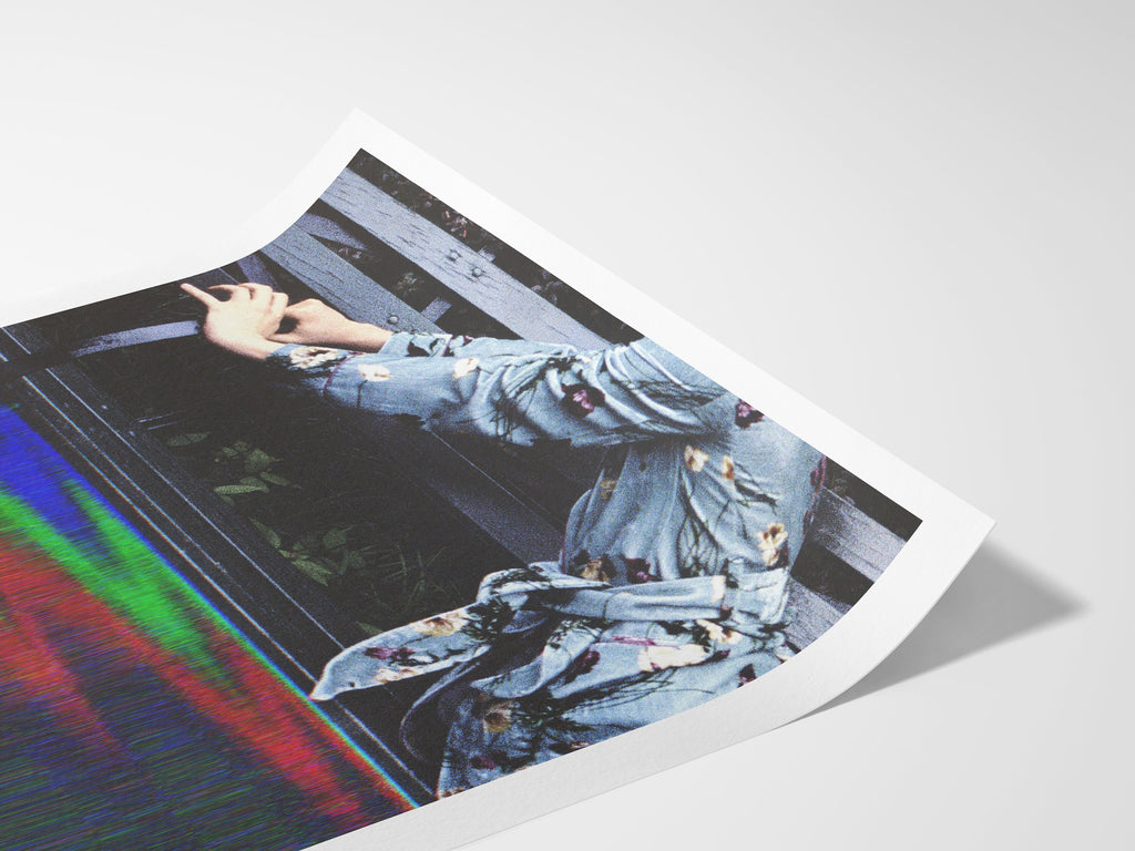 Woman On Park Bench Altered Fashion Photo - Black Grey Eclectic Artwork for Home, Office, Bedroom, Bookshelf | Untitled (235) Giclée Print