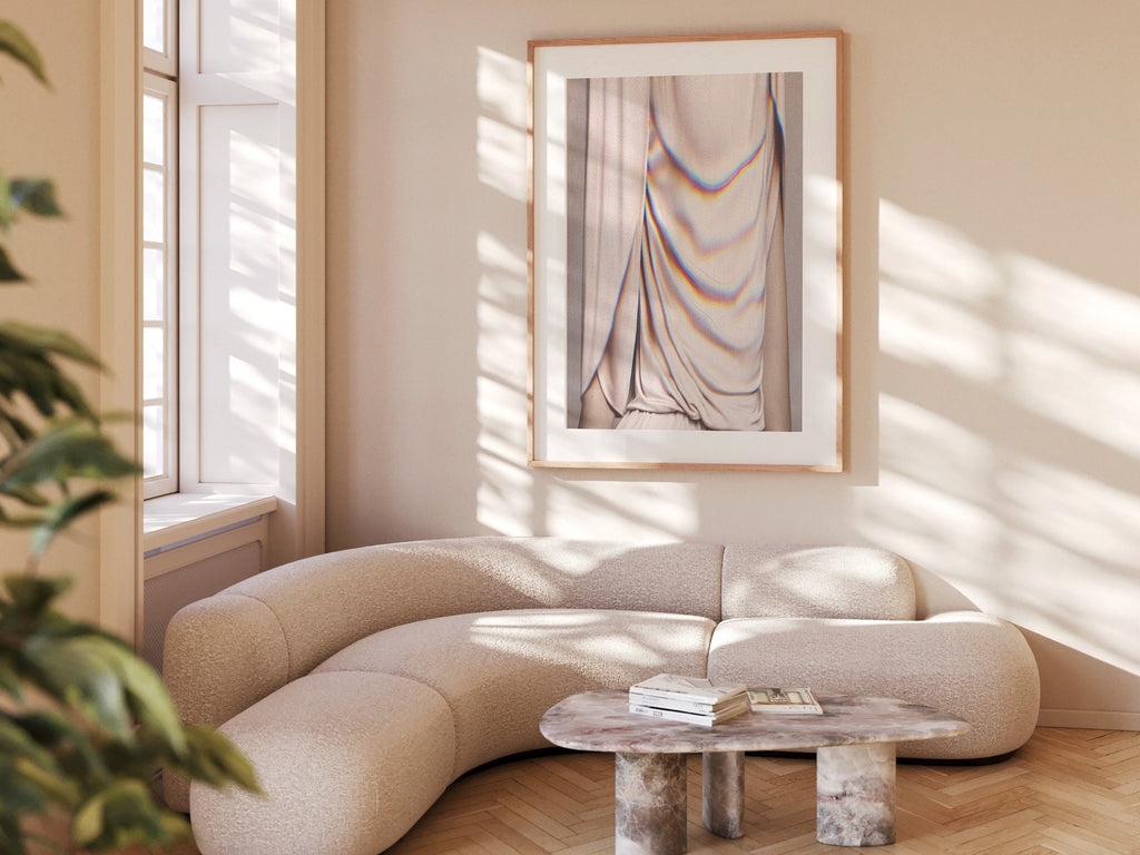 Abstract Altered Portrait Artwork - Tan Neutral Feminine Wall Decor for Home, Office, Living Room, Guest Room | Untitled (237) Giclée Print