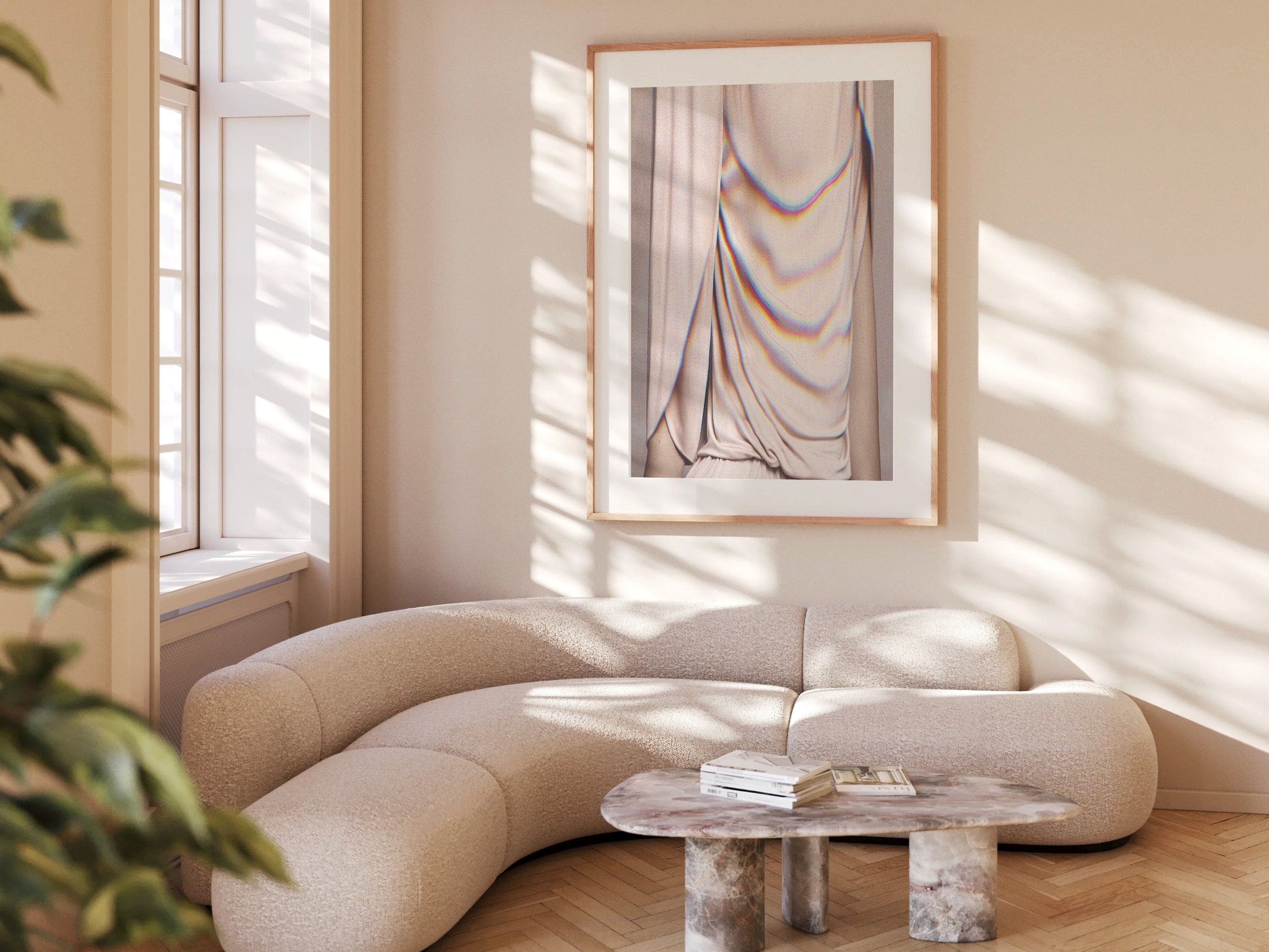 Abstract Altered Portrait Artwork - Tan Neutral Feminine Wall Decor for Home, Office, Living Room, Guest Room | Untitled (237) Giclée Print