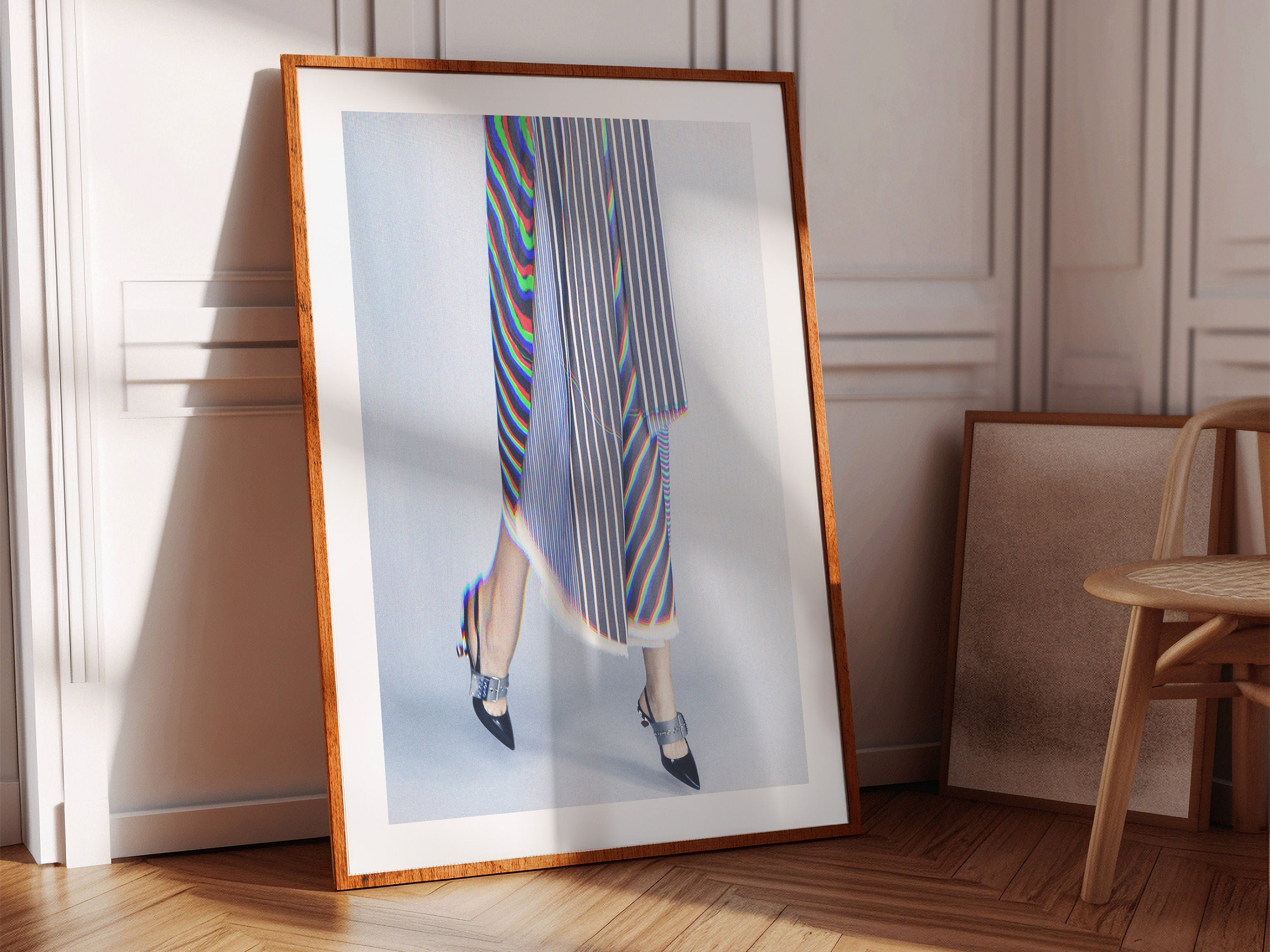 Blue Glitch Women's Fashion Photo Artwork - Psychedelic Skirt, Heels - Cool Unique Wall Decor for Home, Office | Untitled (238) Giclée Print