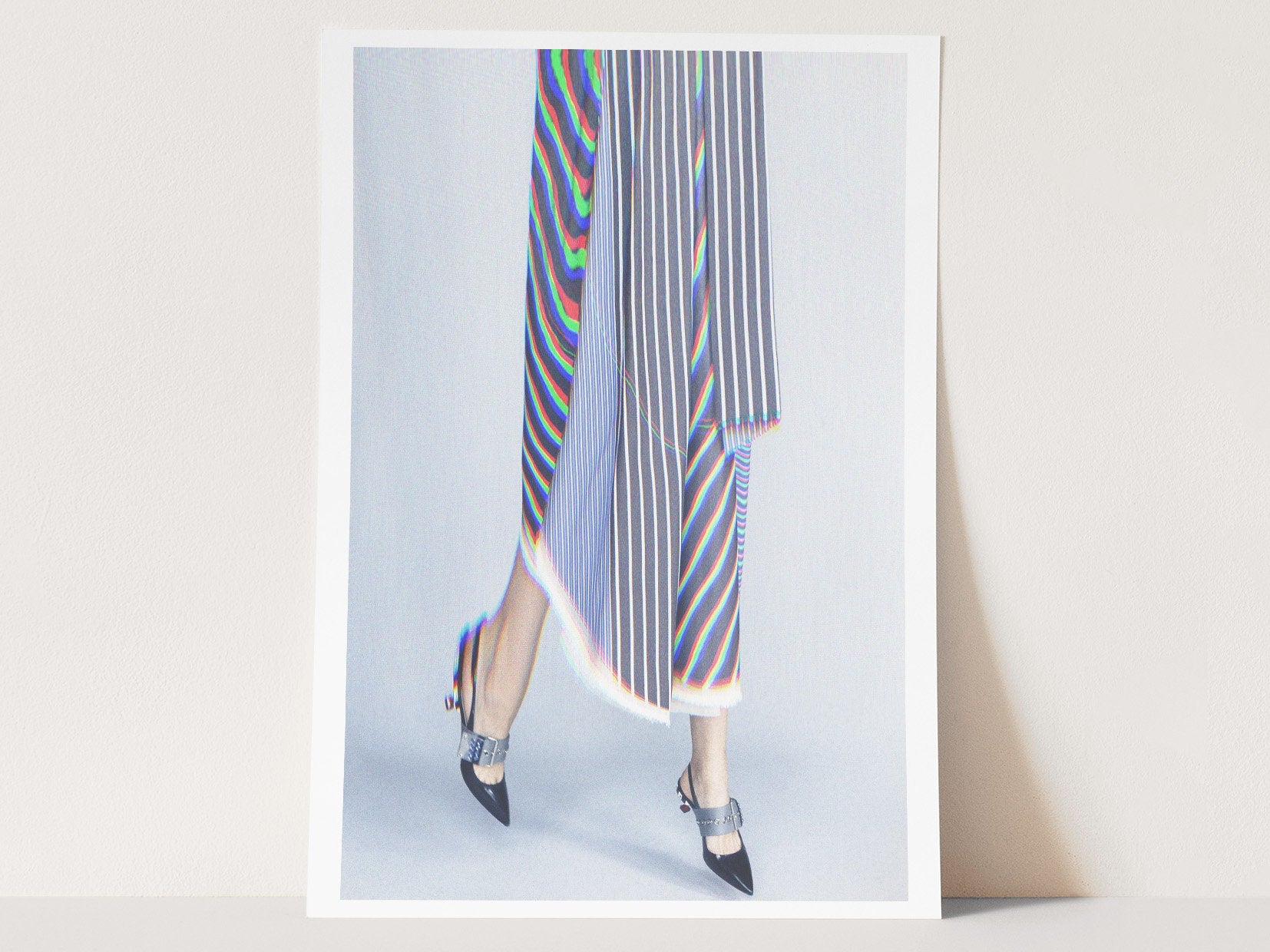 Blue Glitch Women's Fashion Photo Artwork - Psychedelic Skirt, Heels - Cool Unique Wall Decor for Home, Office | Untitled (238) Giclée Print