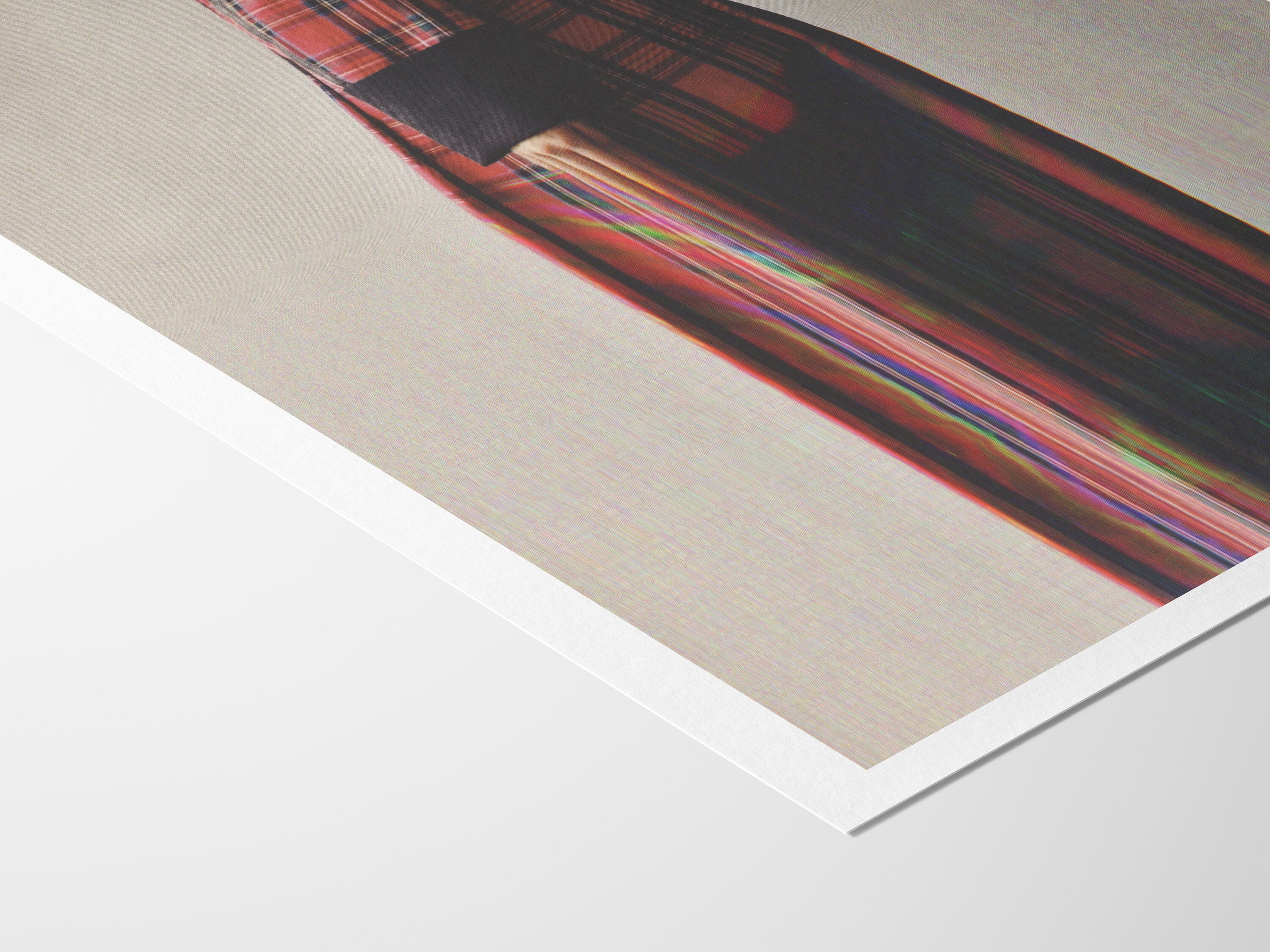 Grey Minimal Altered Fashion Photo Wall Art - Red Fall Flannel Artwork for Home, Office, Bedroom, Guest Room | Untitled (241) Giclée Print