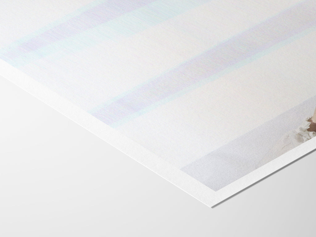 Modern Minimal Blue & White Glitch Art - Elegant Wall Decor for Living Room, Bedroom, Office, Kitchen, Dining | Untitled (243) Giclée Print