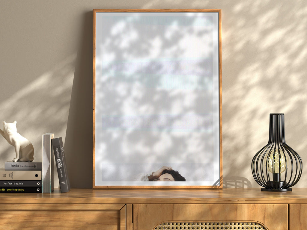 Modern Minimal Blue & White Glitch Art - Elegant Wall Decor for Living Room, Bedroom, Office, Kitchen, Dining | Untitled (243) Giclée Print