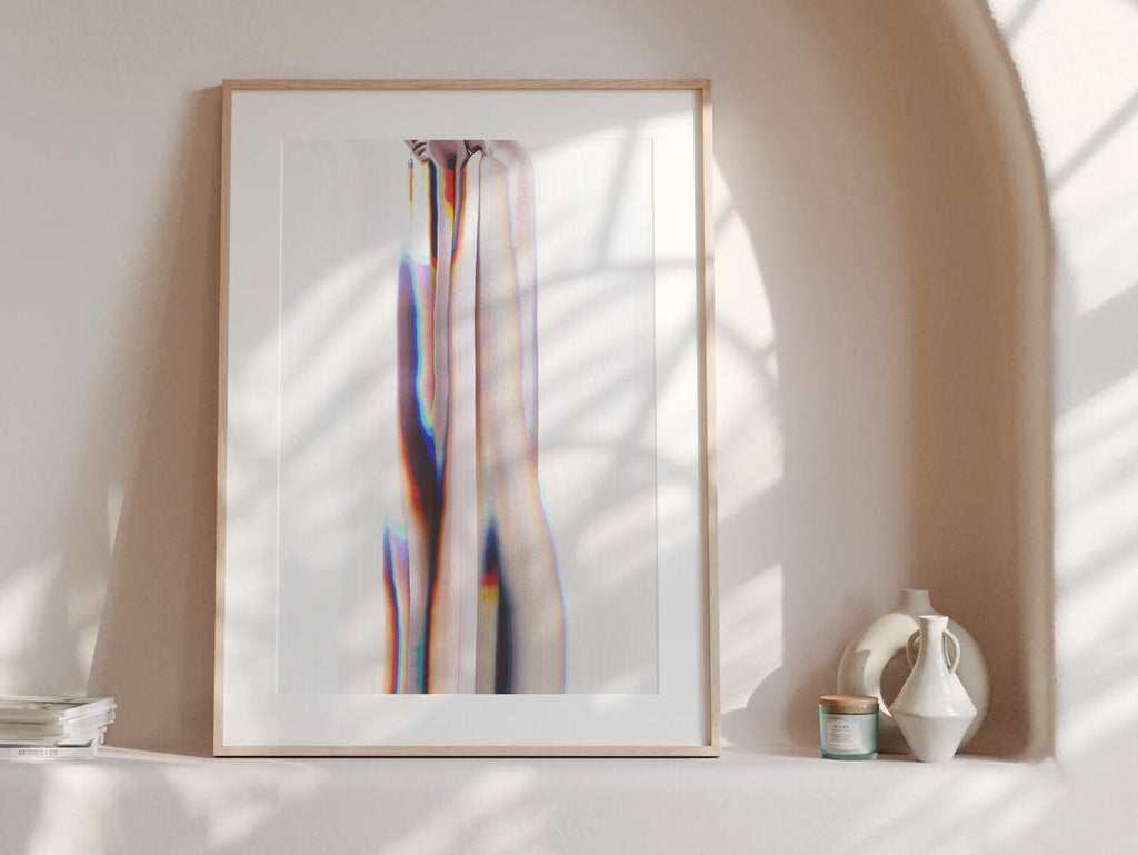 Pink and White Surrealist Psychedelic Altered Fashion Photo Art - Unique Minimal Wall Decor For Home, Office | Untitled (244) Giclée Print