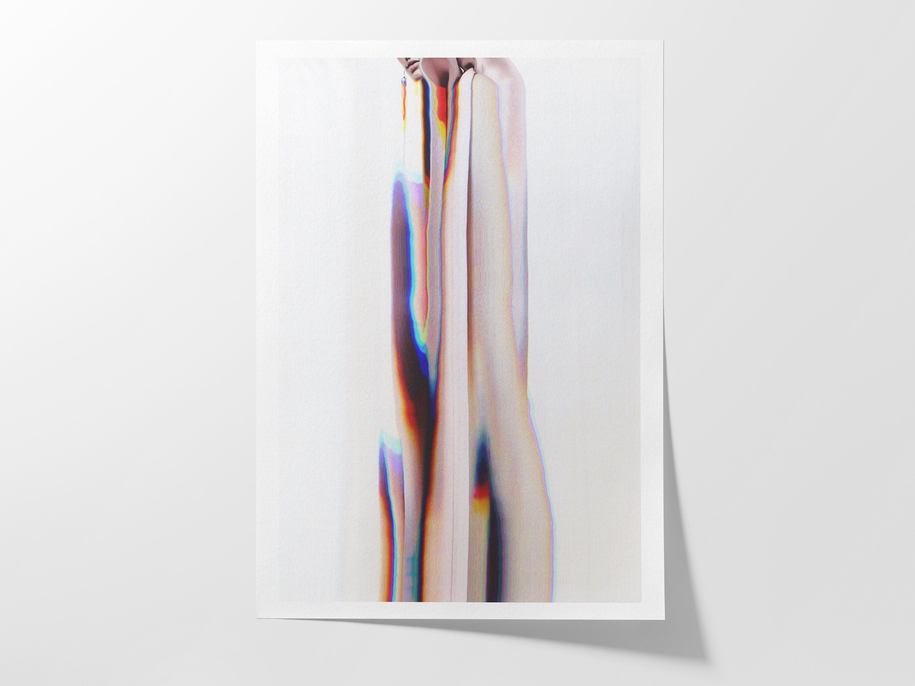 Pink and White Surrealist Psychedelic Altered Fashion Photo Art - Unique Minimal Wall Decor For Home, Office | Untitled (244) Giclée Print