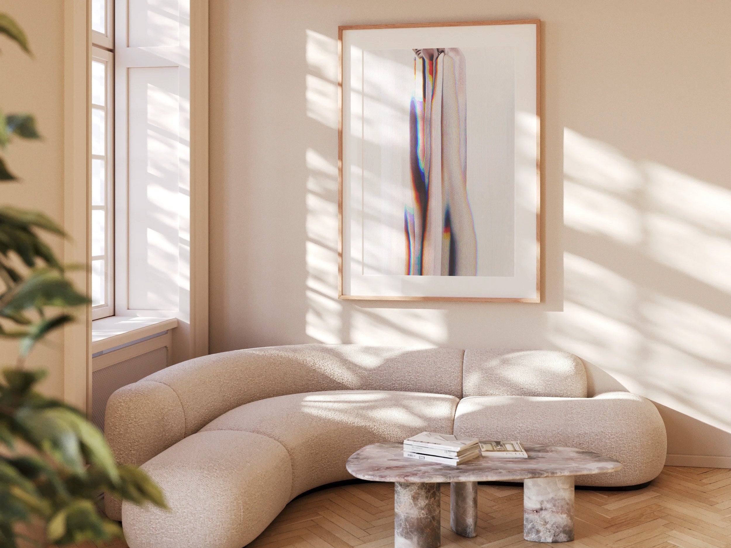 Pink and White Surrealist Psychedelic Altered Fashion Photo Art - Unique Minimal Wall Decor For Home, Office | Untitled (244) Giclée Print