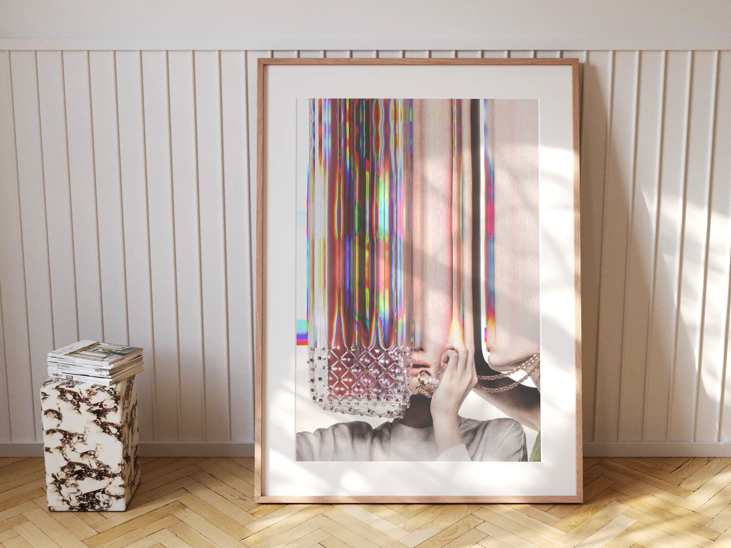 Surrealist Fashion Portrait Wall Art - Colorful Distorted Aesthetic for Contemporary Home Decor | Untitled (245) Giclée Print