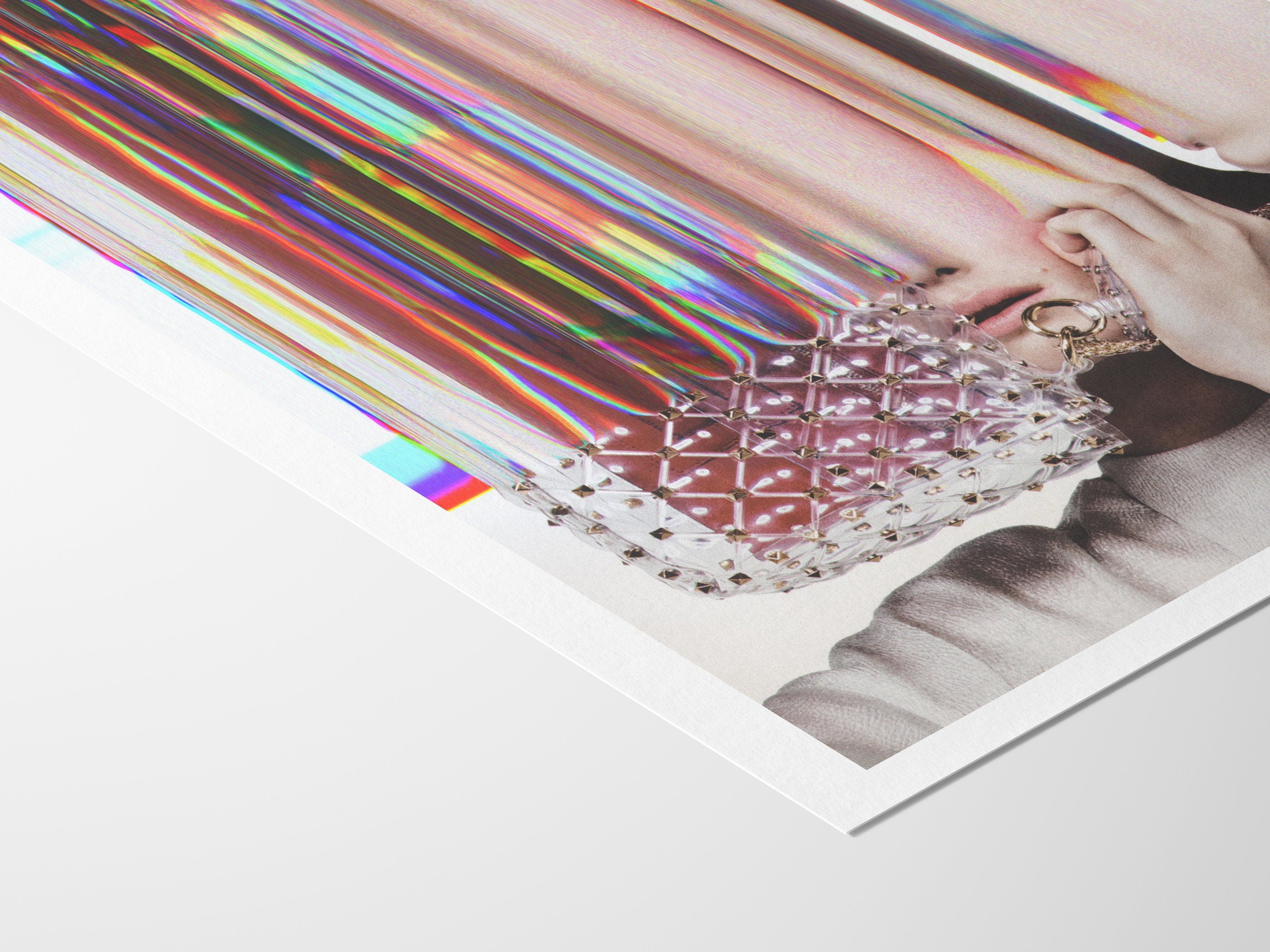 Surrealist Fashion Portrait Wall Art - Colorful Distorted Aesthetic for Contemporary Home Decor | Untitled (245) Giclée Print