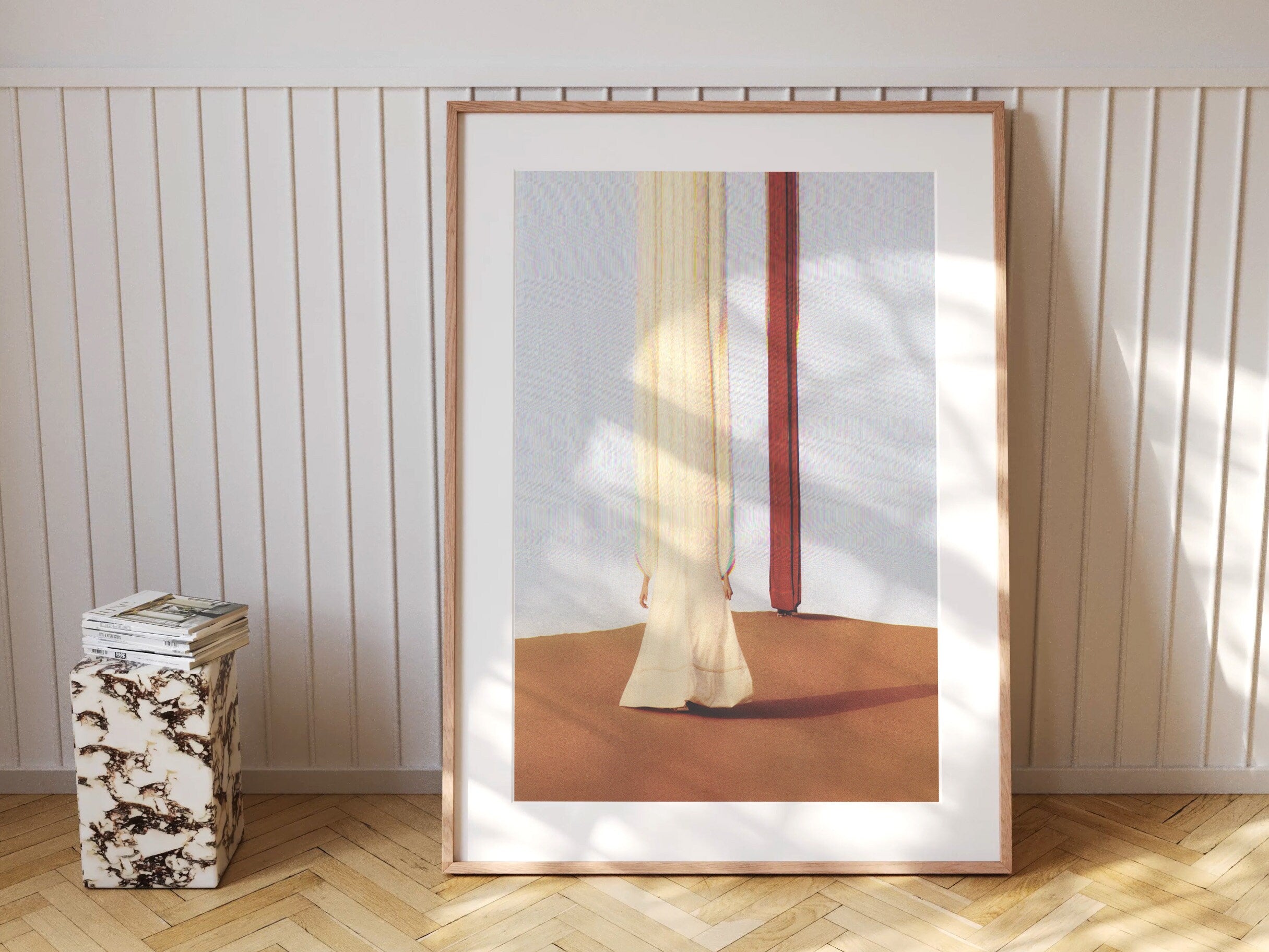 Dramatic Desert Altered Fashion Photo Art Print - Elegant Beige and Brown Wall Decor for Living Room, Bedroom | Untitled (255) Giclée Print