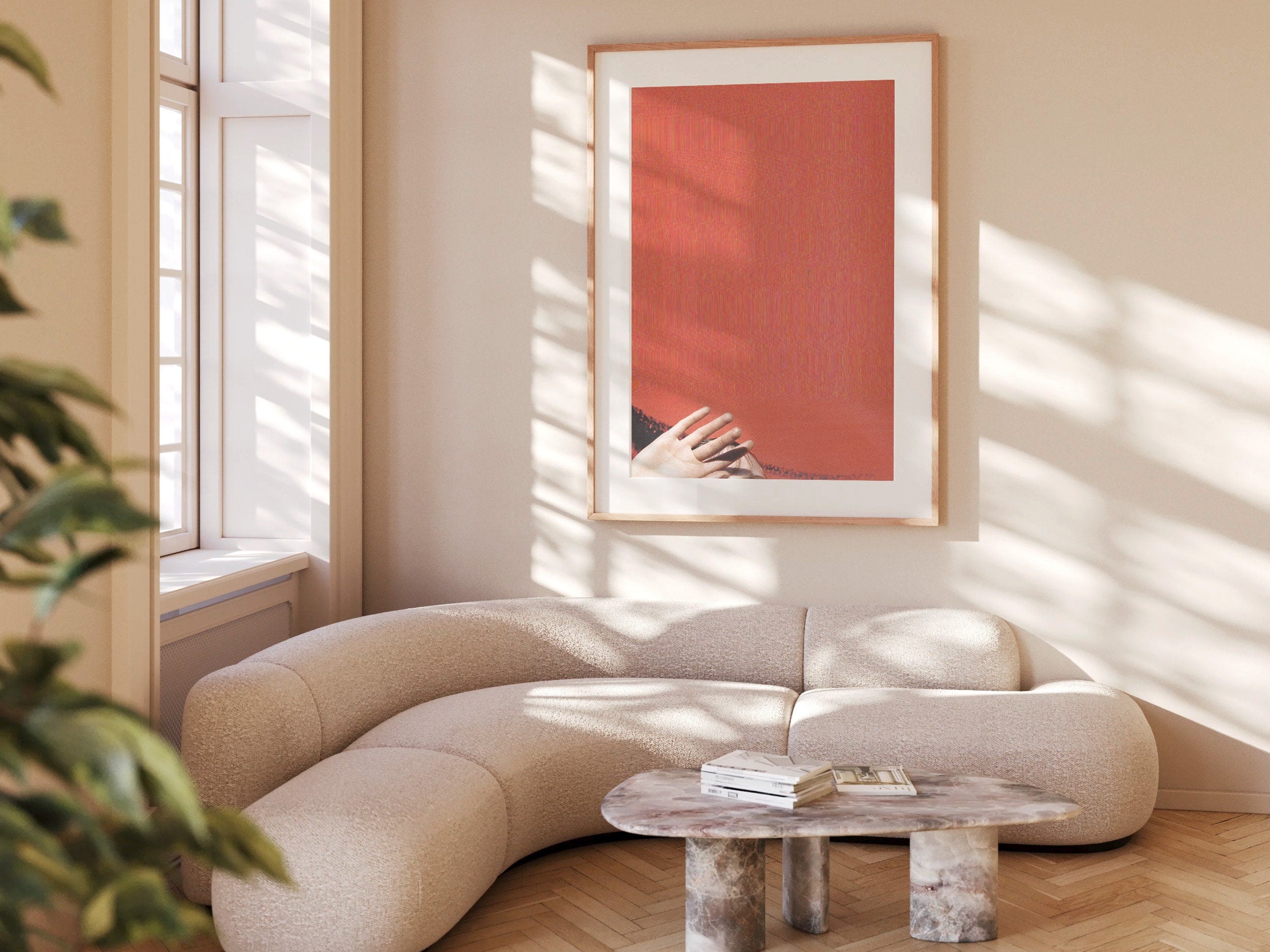 Bright Red Abstract Wall Art - Bold, Funky, Minimal Artwork for Living, Dining Room, Bedroom, Home, Office | Untitled (258) Giclée Print