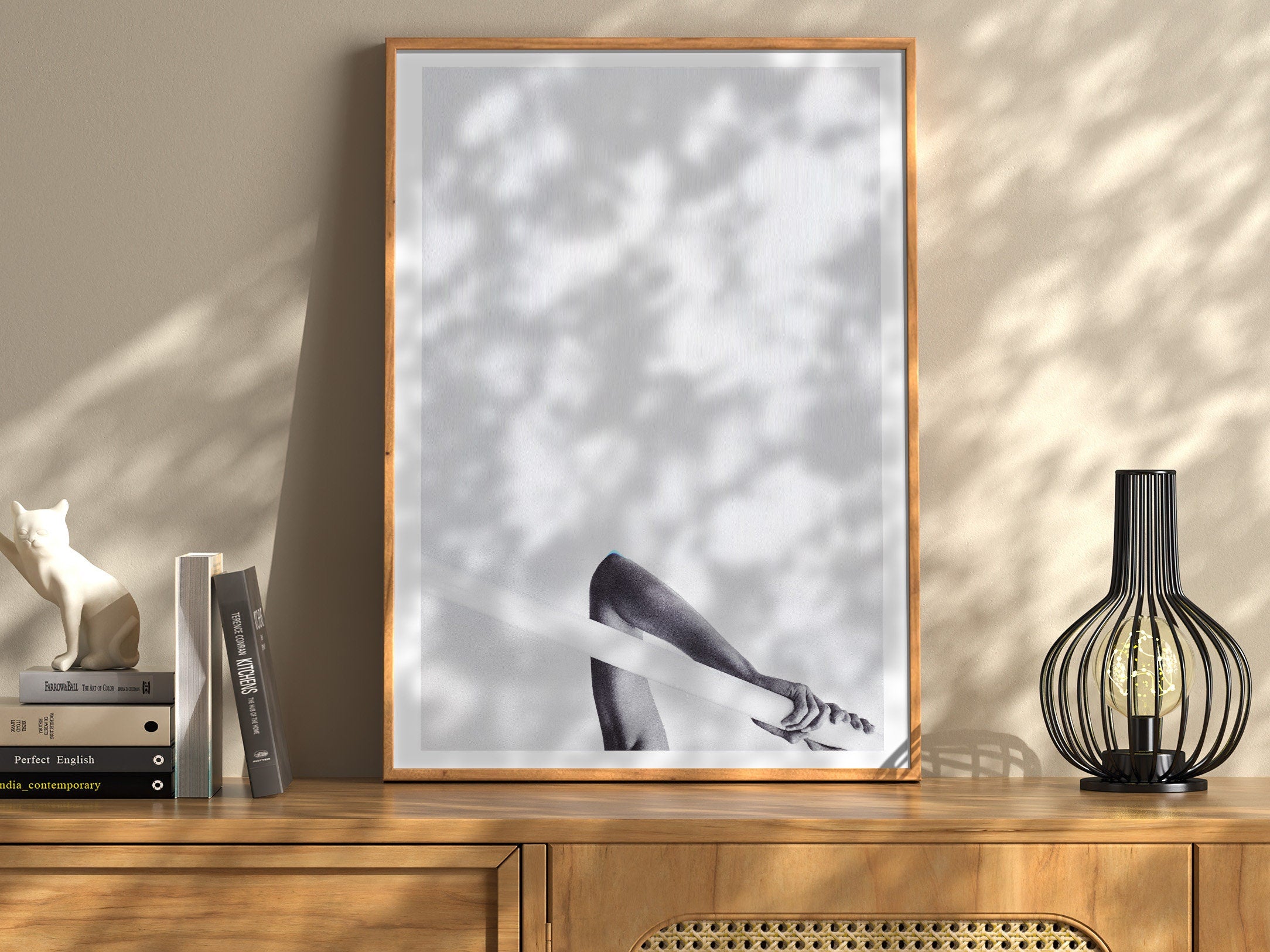 Minimalist Black and White Abstract Art Print - Elegant Human Form and Linework for Contemporary Decor | Untitled (261) Giclée Print