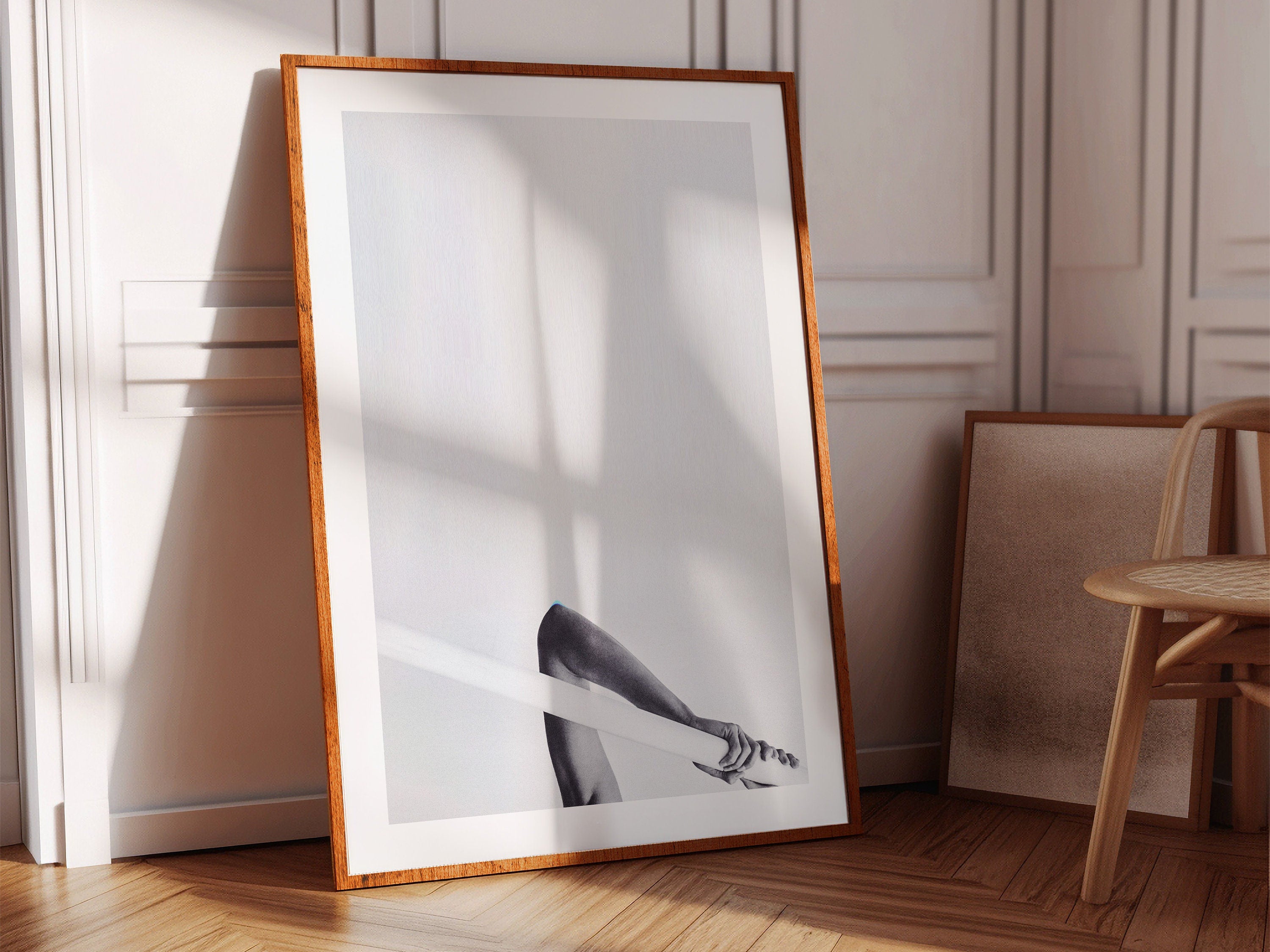 Minimalist Black and White Abstract Art Print - Elegant Human Form and Linework for Contemporary Decor | Untitled (261) Giclée Print