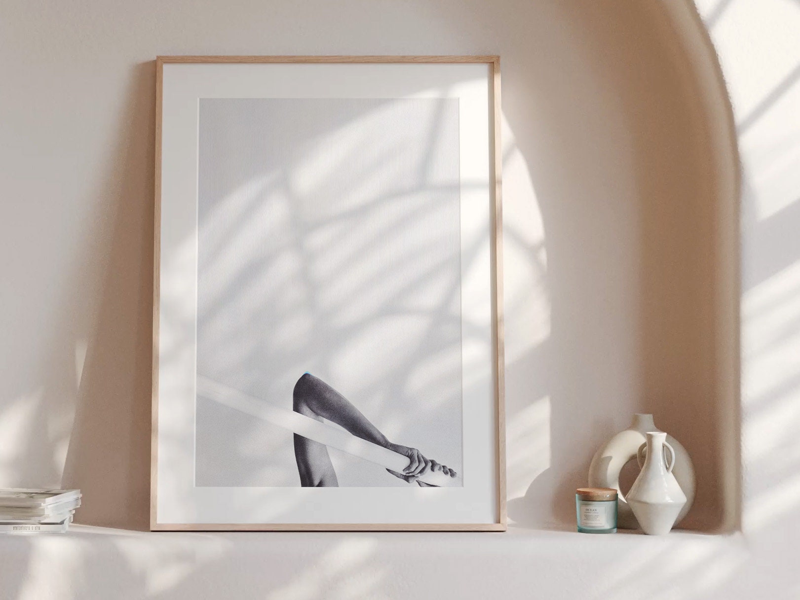 Minimalist Black and White Abstract Art Print - Elegant Human Form and Linework for Contemporary Decor | Untitled (261) Giclée Print