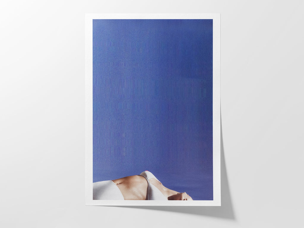 Blue and White Feminine Wall Art - Unique Abstract Glitch Fashion Photo Art for Living Room, Bedroom, Bathroom | Untitled (264) Giclée Print