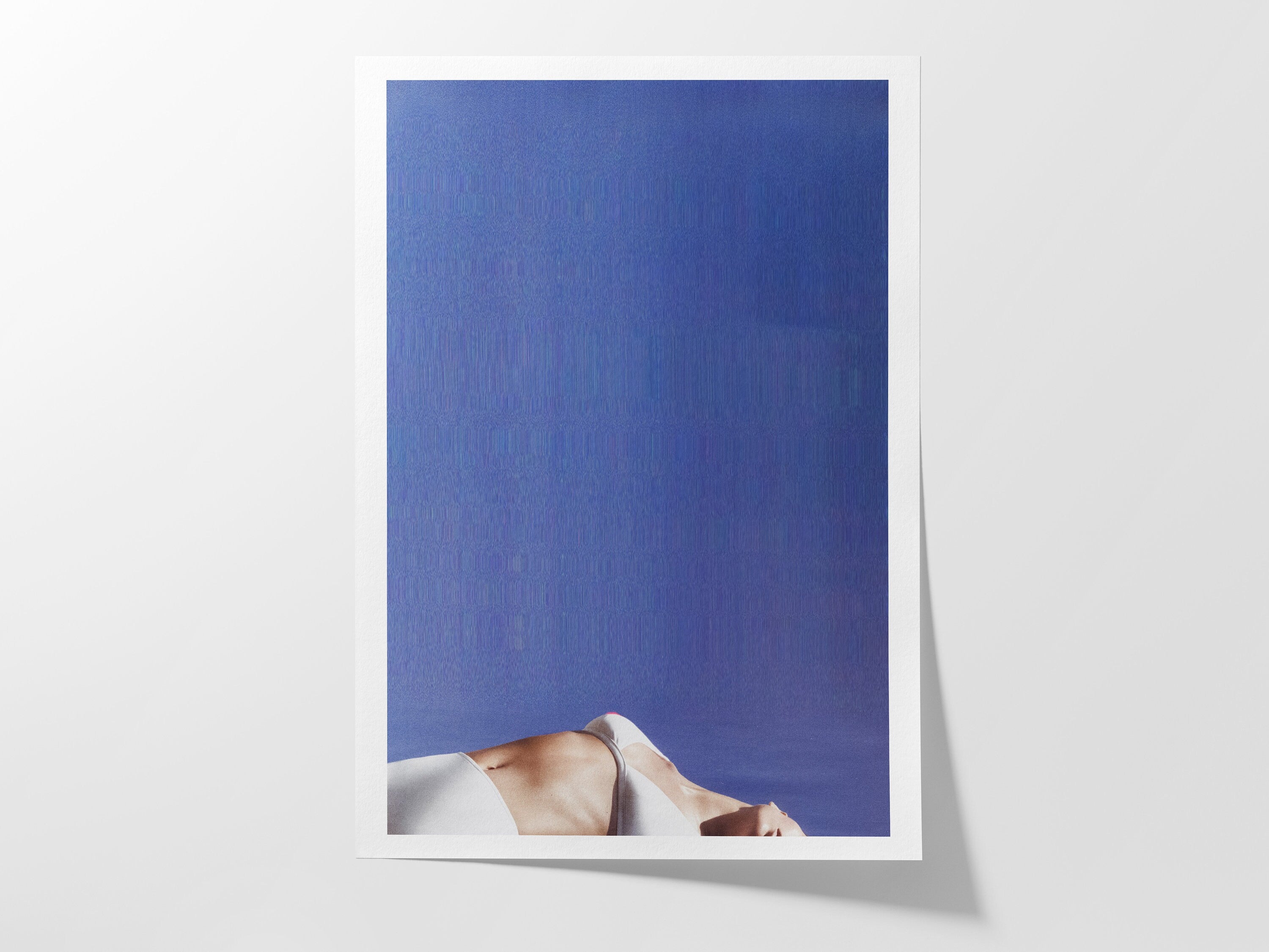 Blue and White Feminine Wall Art - Unique Abstract Glitch Fashion Photo Art for Living Room, Bedroom, Bathroom | Untitled (264) Giclée Print