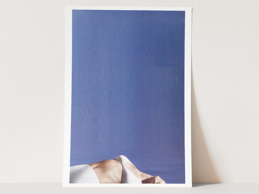 Blue and White Feminine Wall Art - Unique Abstract Glitch Fashion Photo Art for Living Room, Bedroom, Bathroom | Untitled (264) Giclée Print