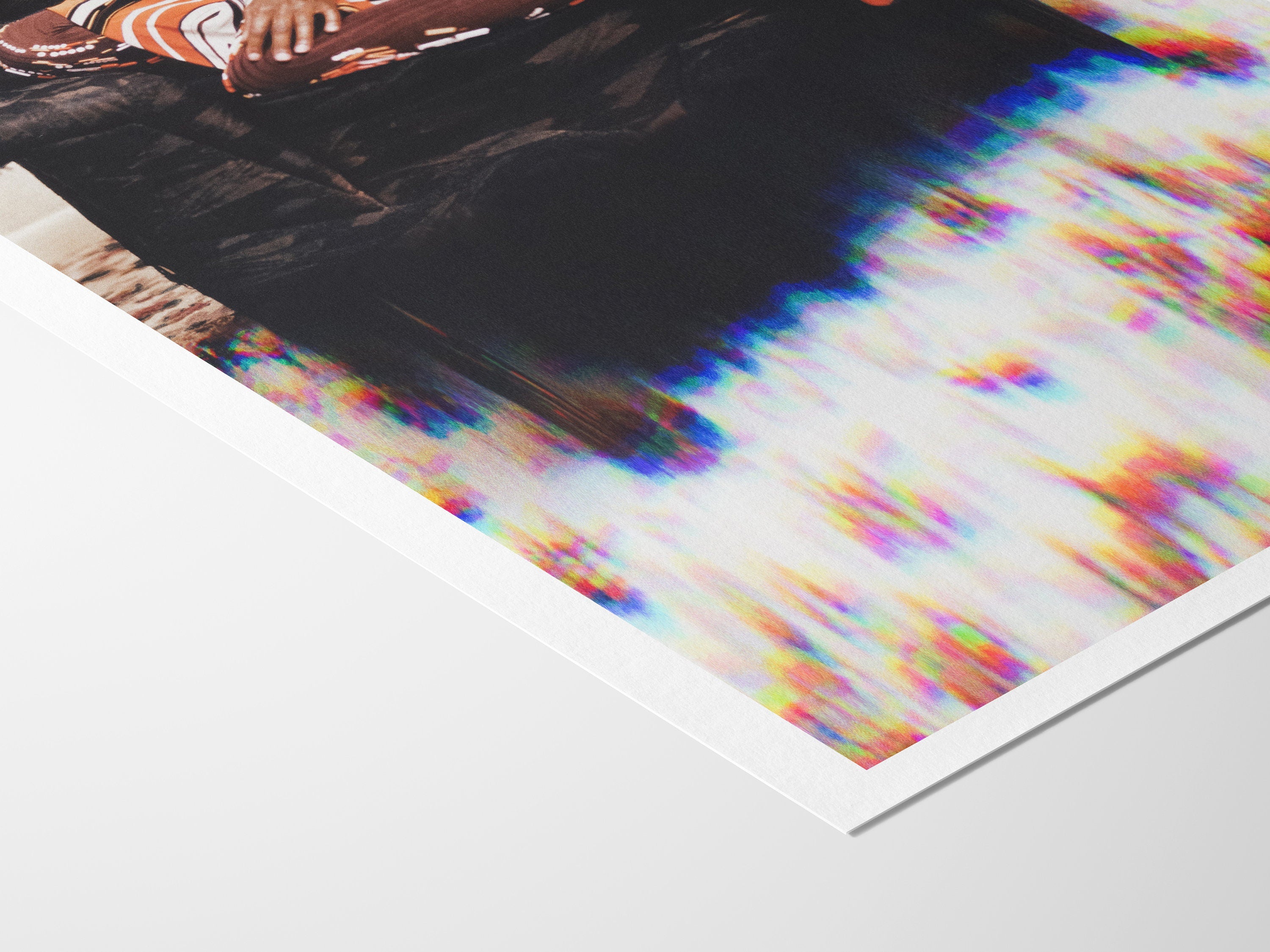 Retro 1970s Living Room Wall Art Print - African American Glitch Fashion Photo - Orange, Brown, Black Floral | Untitled (278) Giclée Print