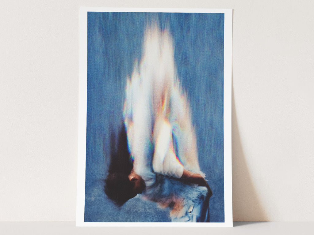 Altered African American Portrait Photo Art - Blue and White Wall Decor for Home, Office, Living Room, Bedroom | Untitled (280) Giclée Print