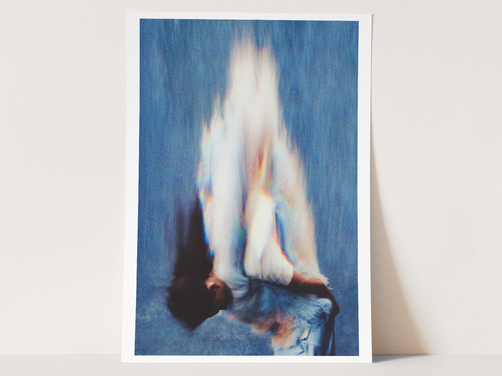 Altered African American Portrait Photo Art - Blue and White Wall Decor for Home, Office, Living Room, Bedroom | Untitled (280) Giclée Print