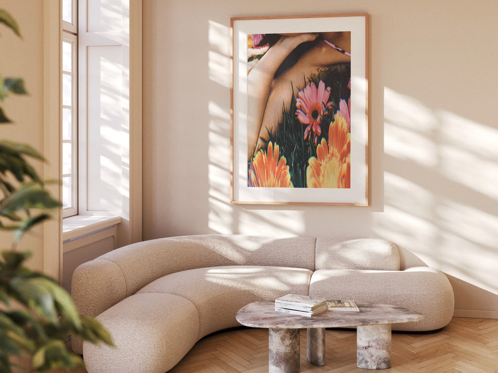 Colorful Feminine Floral Pink & Orange Wall Art - Altered Photo Glitch Art For Women's Home, Office, Florist | Untitled (281) Giclée Print