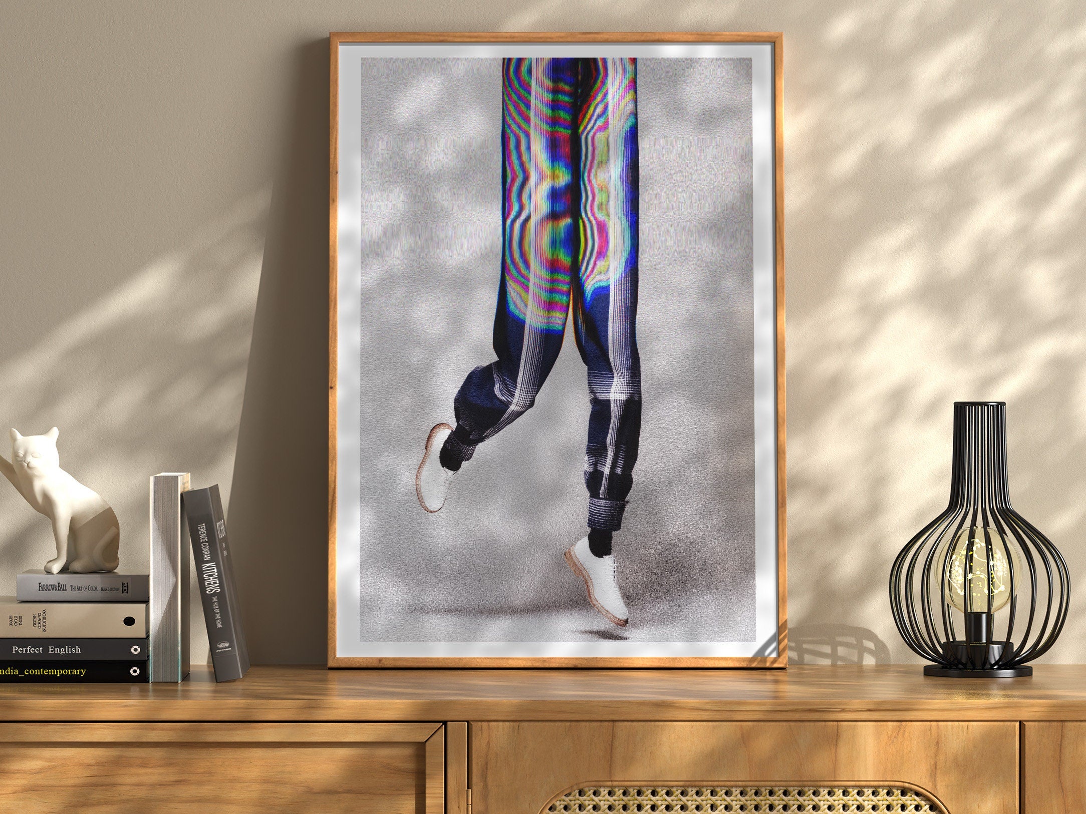 Surreal Blue & Grey Vertical Wall Art - Unique Glitch Photo Print for Men's Bedroom, Living Room, Office | Untitled (284) Giclée Print