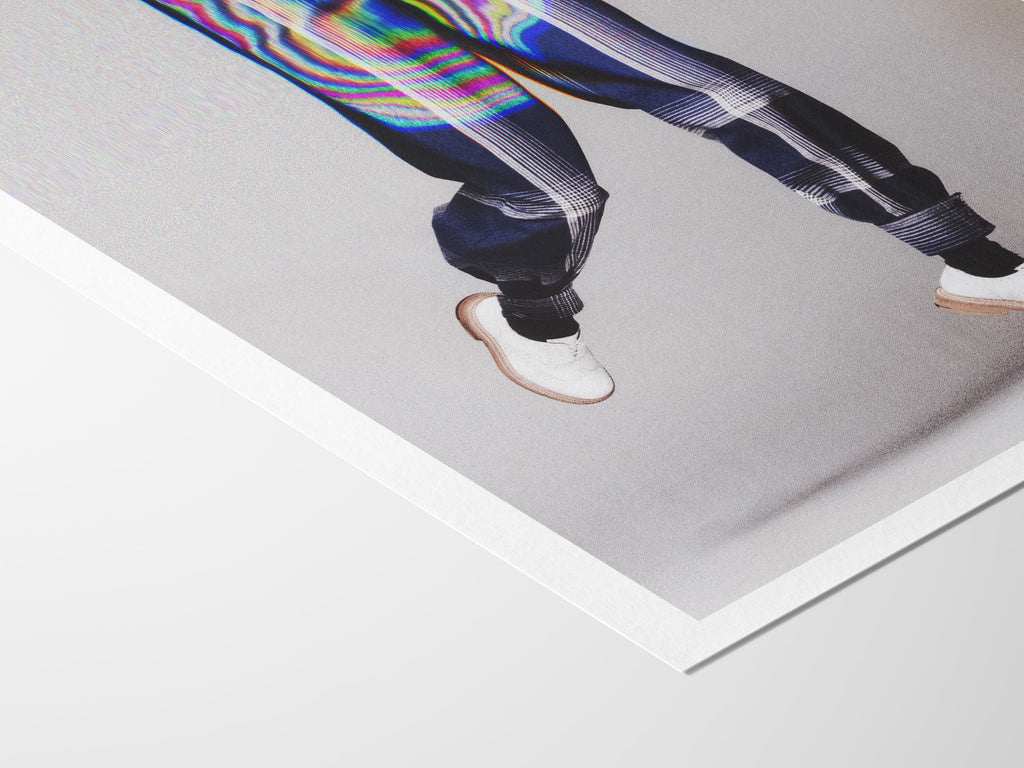 Surreal Blue & Grey Vertical Wall Art - Unique Glitch Photo Print for Men's Bedroom, Living Room, Office | Untitled (284) Giclée Print